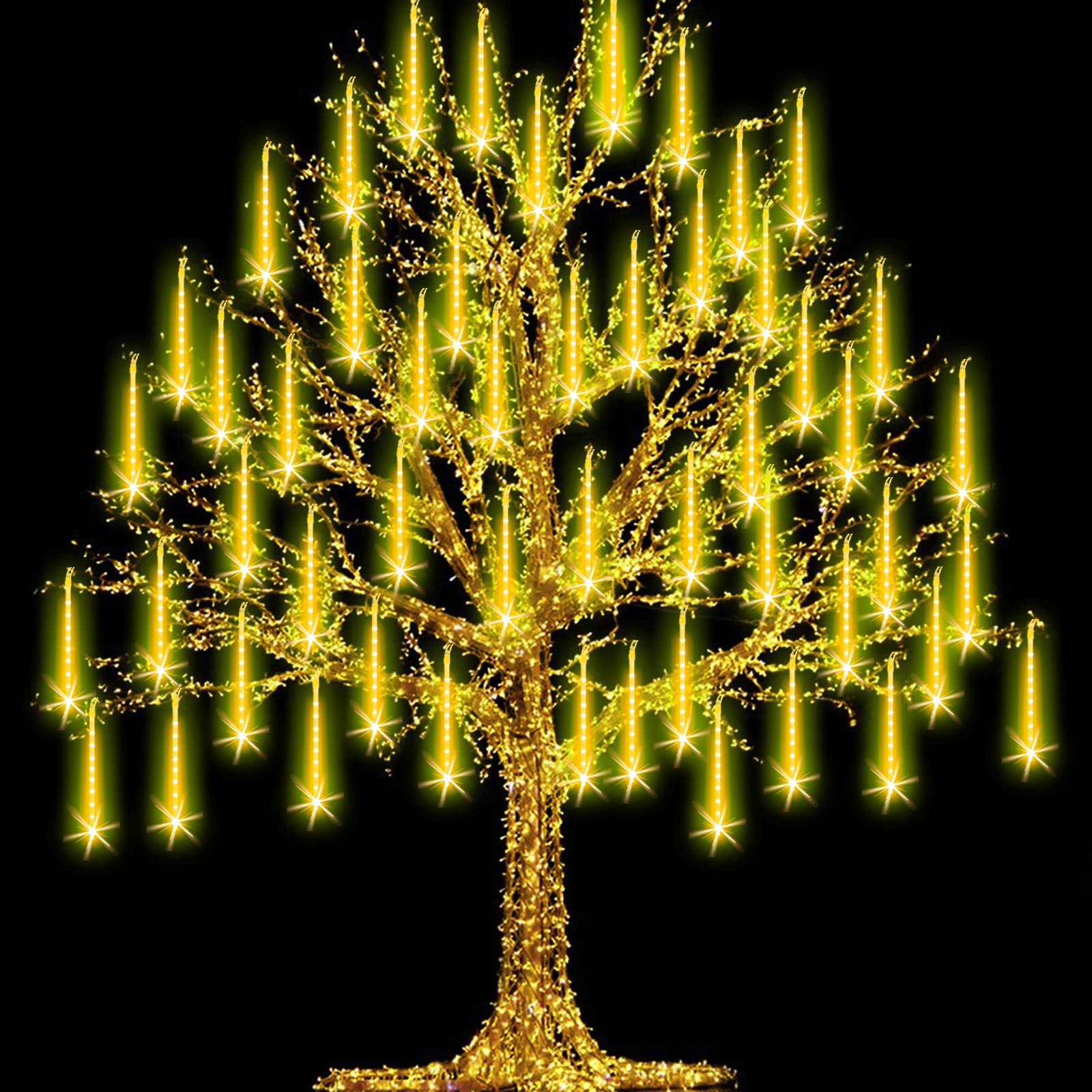 Christmas Lights Meteor Shower Rain Light Falling Rain Lights with 25 Tubes 600 LEDs Waterproof Icicle Snow Fall String Lights f