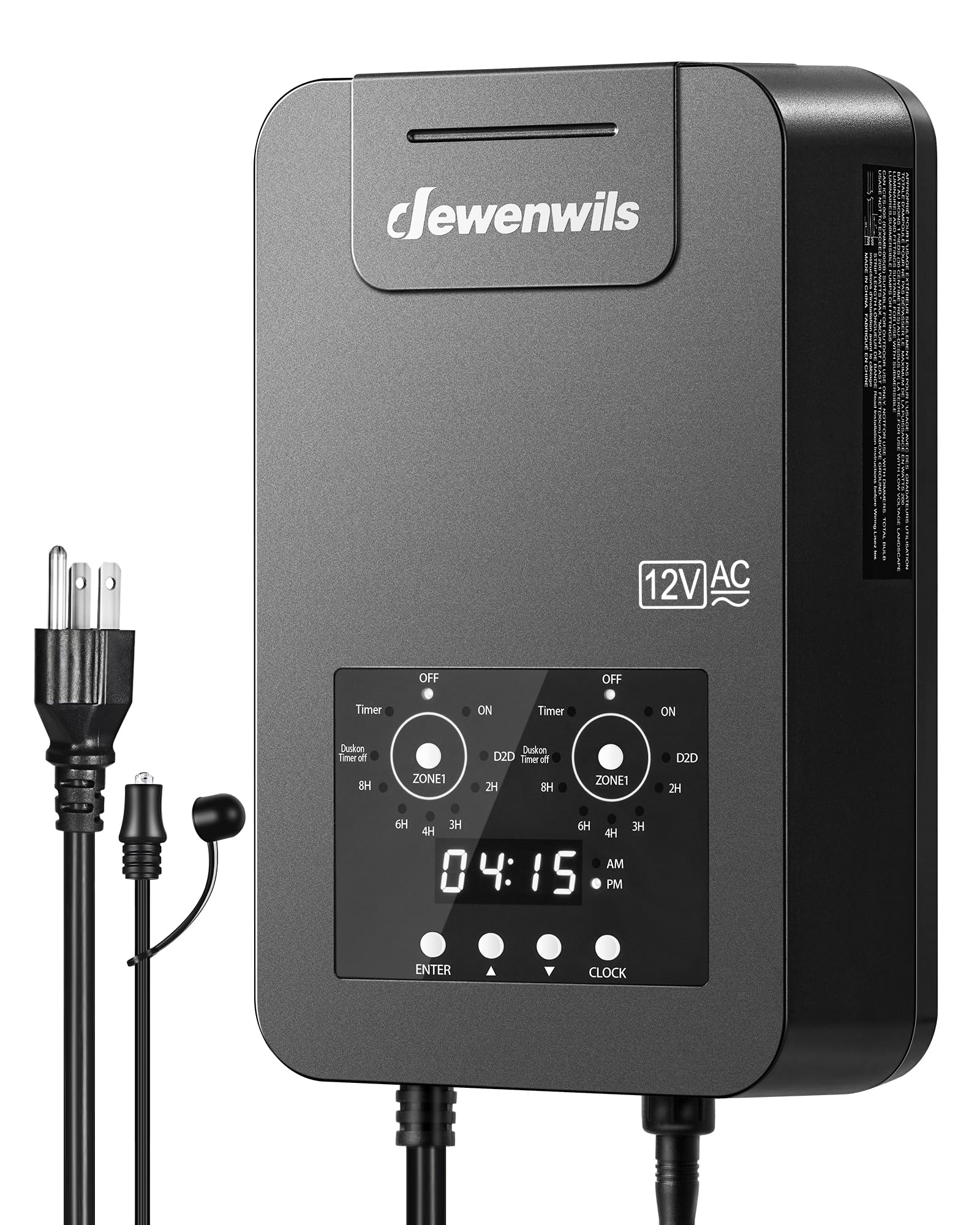 DEWENWILS 300W Low Voltage Transformer, 2 Zone Independent Control, 120V AC to 12V/14V AC, Landscape Lighting Transformer with T