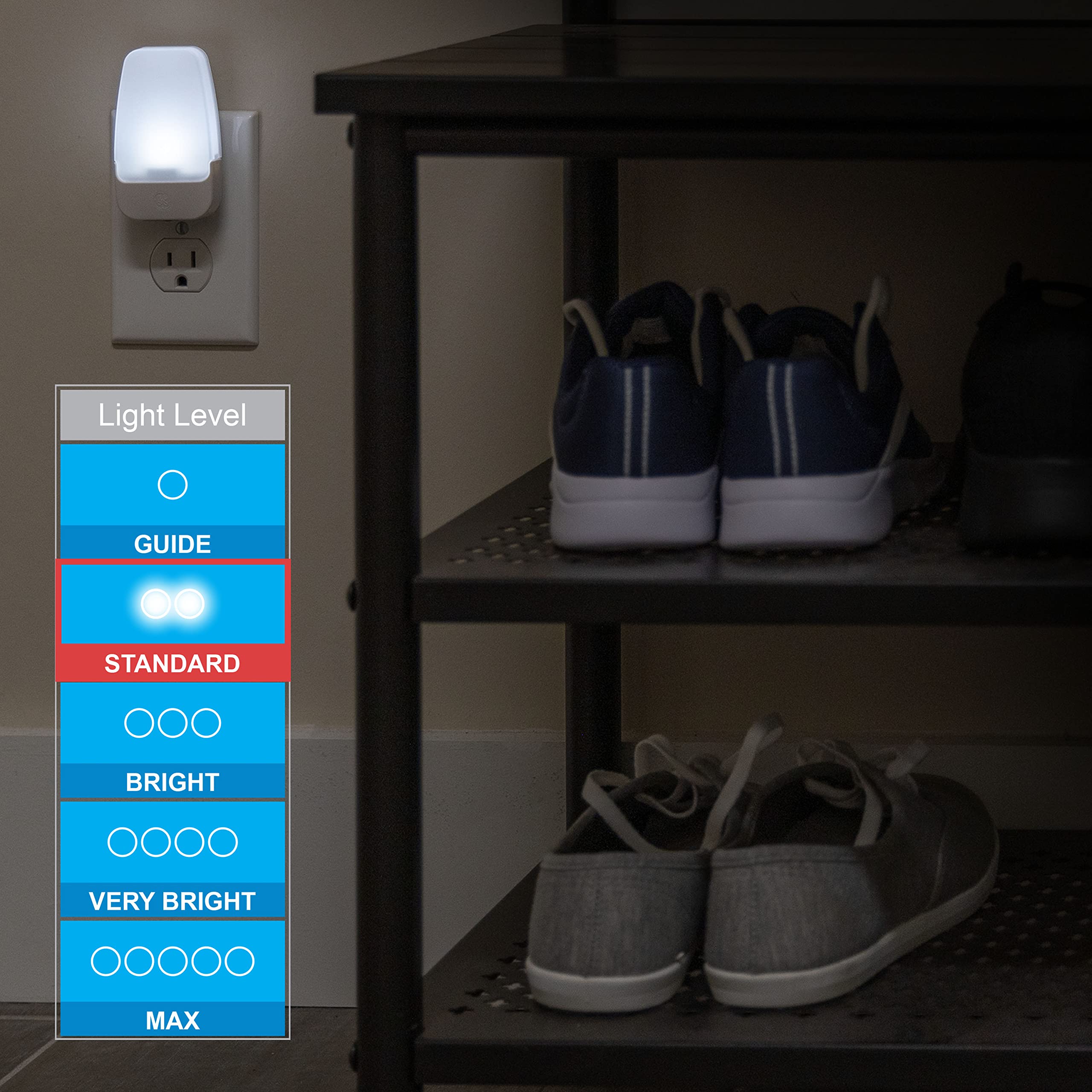 GE LED Night Light - Plug-in with Dusk to Dawn Sensor, 4 Pack, Cool White, Model 55992, UL-Certified, Energy Efficient