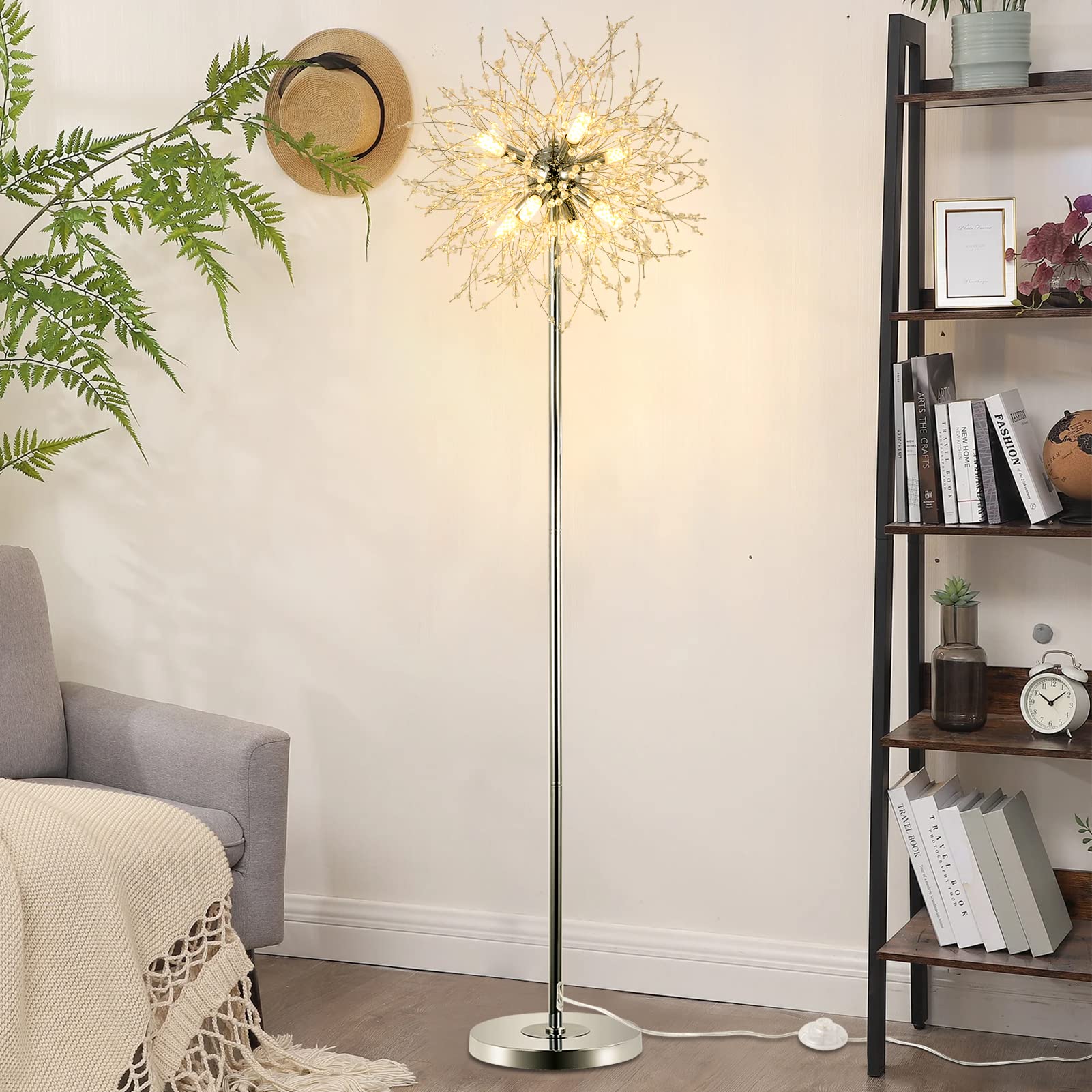 Airposta Floor Lamp, 69in Tall, Chrome Finish, Modern Design, Stainless Steel, Model Airposta-MCF001, Ideal for Bedroom and Living Room Decor