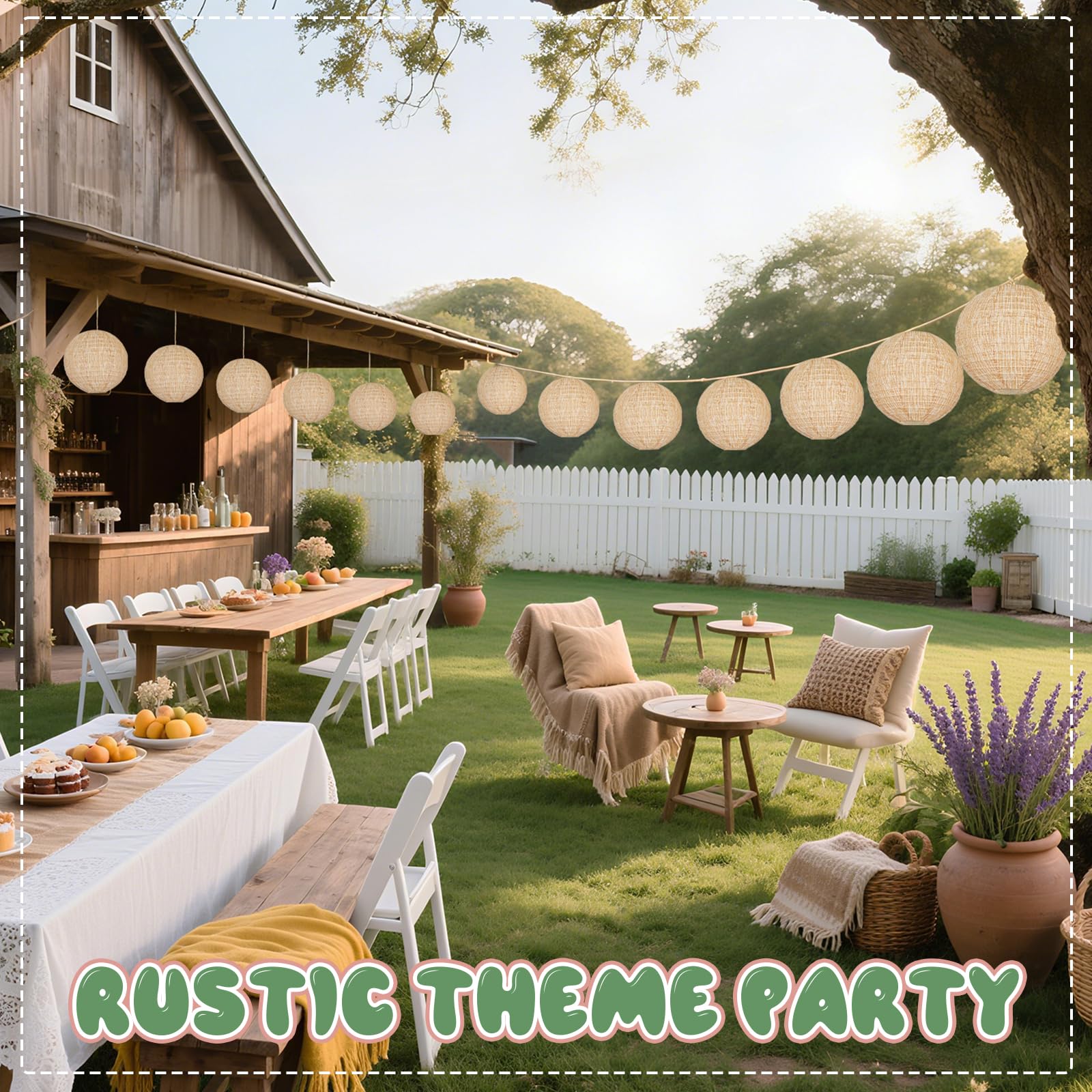 10Pcs 8 Boho Classroom Decor, Hanging Chinese Round Print Burlap Paper Lanterns for Classroom Ceiling Home Patio Neutral Baby Sh