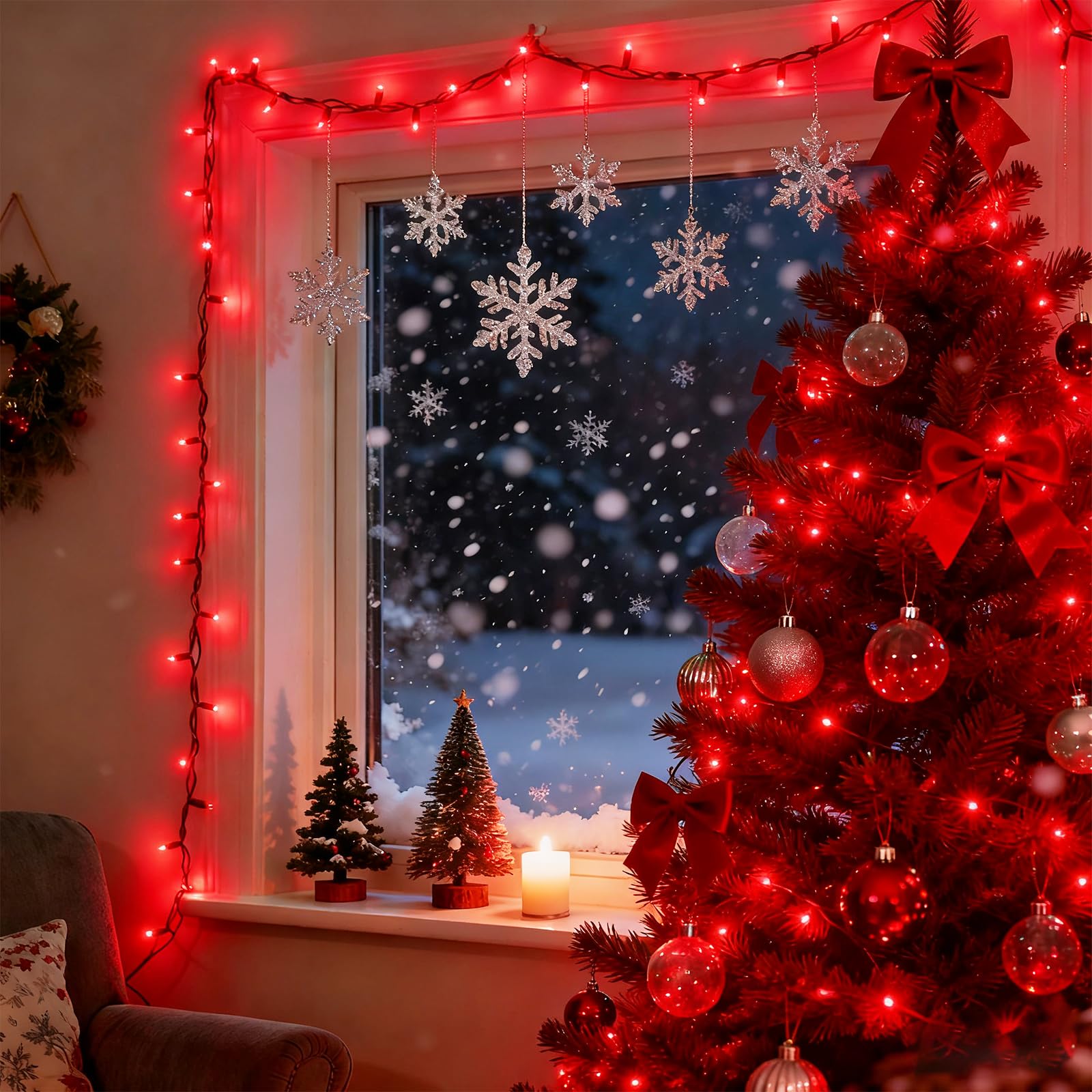 Vtechology 500 Led Red Christmas Tree Light 170Ft Connectable Christmas Lights With 8Modes Ul Certified Lights String Outdoor For Christmas Holiday Party Decor