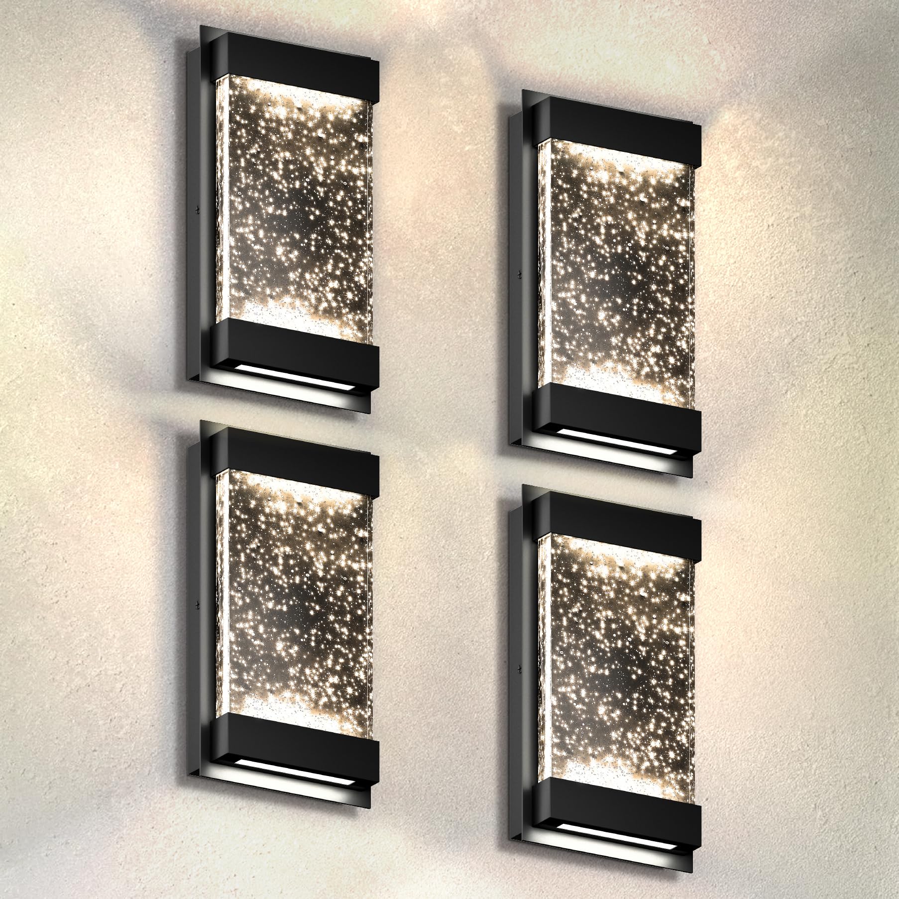ASD LED Wall Light Fixture 12 Inch, Waterproof, Dimmable, 22W 500LM, Black, 4 Pack, Model A-LWS28S-12D22CCB