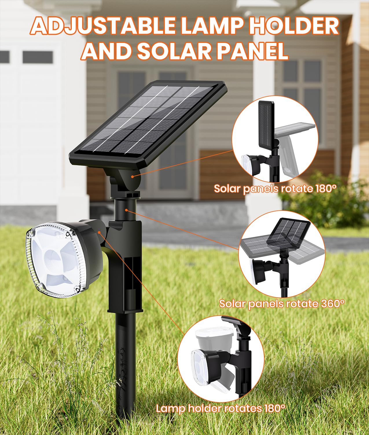 Solar Lights Outdoor, 36 LED 8 Color Modes Solar Spot Lights, Multicolor RGB Solar Garden Lights Waterproof IP67, 2-in-1 Wall Li