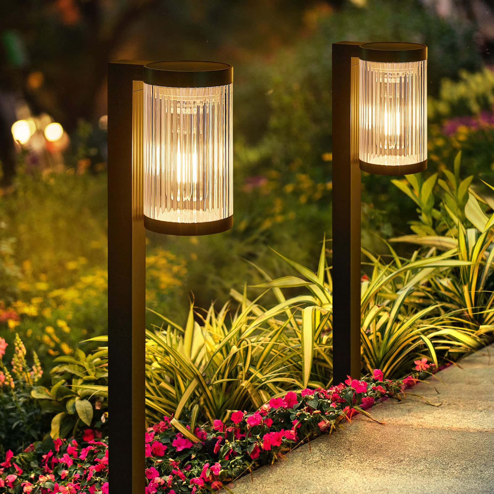 ELECLINK Solar Pathway Lights Outdoor, 2 Pack Upgraded Solar Outdoor Lights Super Bright Up to 12Hrs, IP65 Waterproof Solar Gard