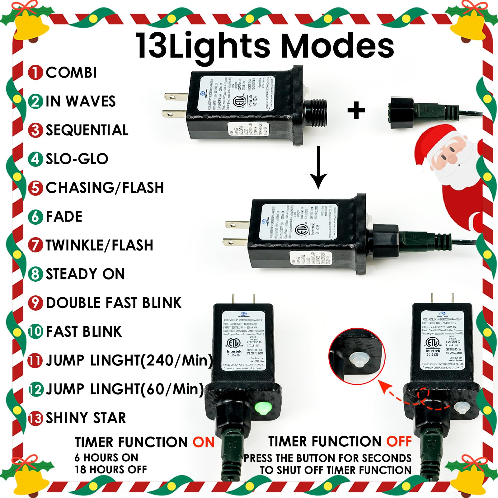 Connectable 240Led 88Ft 13Modes Christmas String Lights Indoor Outdoor | Extendable Green Wire Red & Green Christmas Tree Lights With Timer | Twinkle Fairy Light Plug In For Xmas Tree(Red & Green)