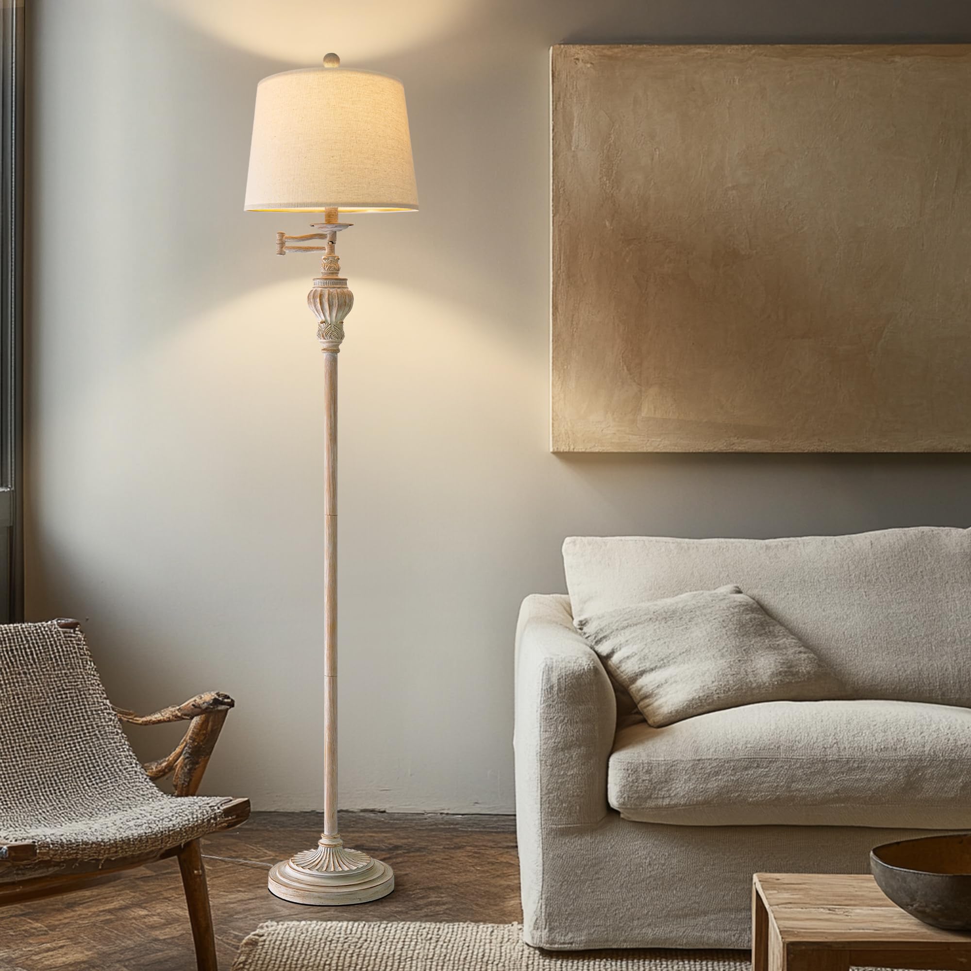 G-Safava 61  Vintage Floor Lamp With 350?Adjustable Swing Arm  Tall Lamp Standing Lamp For Bedroom Living Room Bedside Nightstand Retro Farmhouse Mid Century Lamp Light Home D?Or Office Gifts