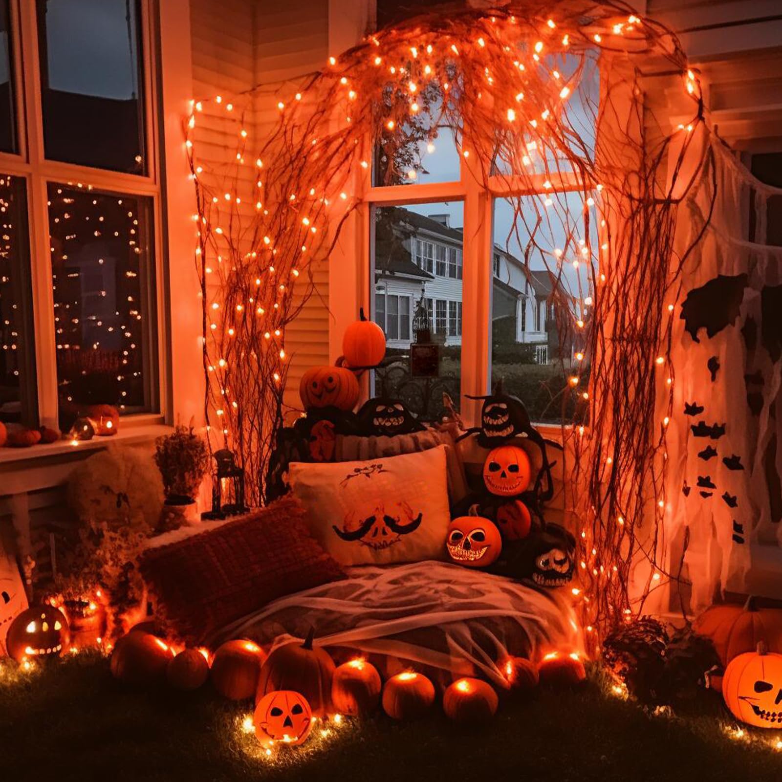 Cxlho Halloween Lights Orange Lights, 33Ft 100 Count Incandescent Connectable Fall Lights, 120V Ul Listed Waterproof Halloween Decorations For Autumn Indoor Outdoor Party Home Garden Yard Decor
