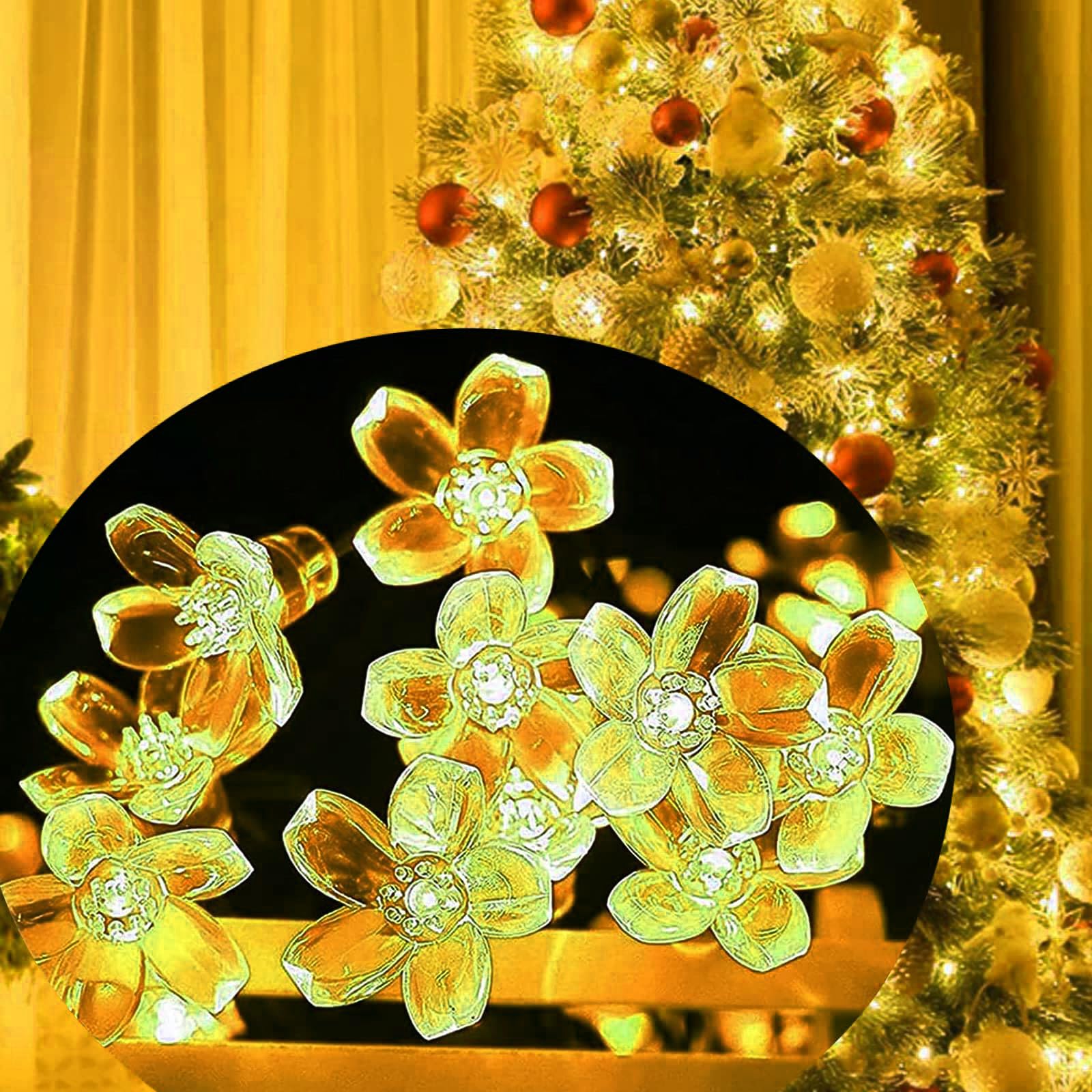 Fullbell Fairy Lights Christmas Decorations Flower String Lights Home Decor 33 Feets 100 Led Memory Indoor Outdoor String Lights