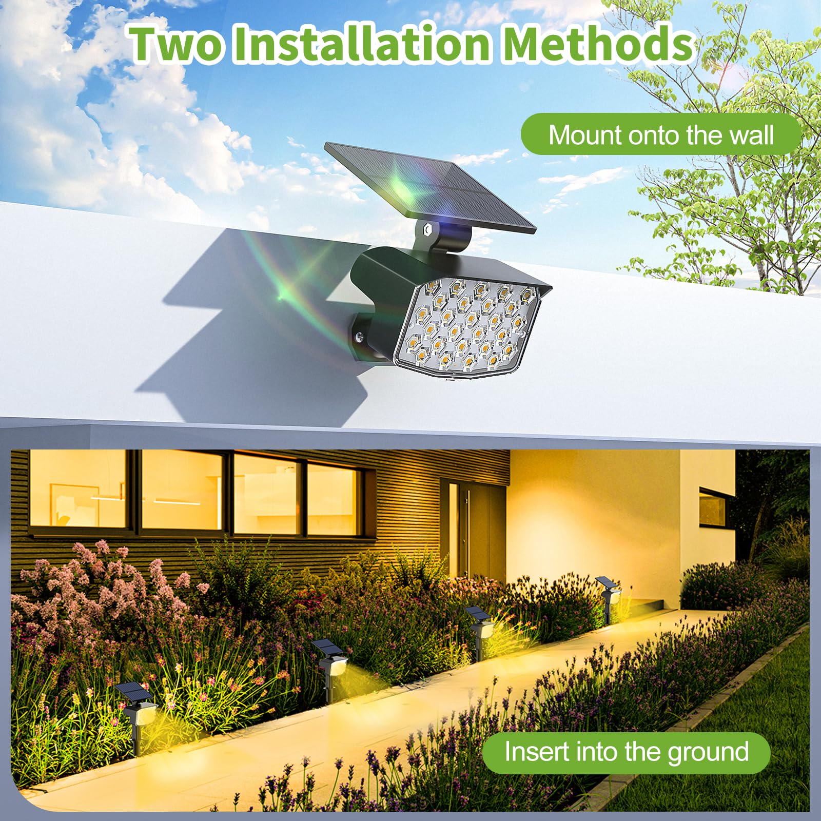 Minpea 8 Pack Solar Spot Lights Outdoor, 2-In-1 Solar Lights Outdoor Waterproof Ip65, Solar Landscape Spotlights 3 Modes, Solar