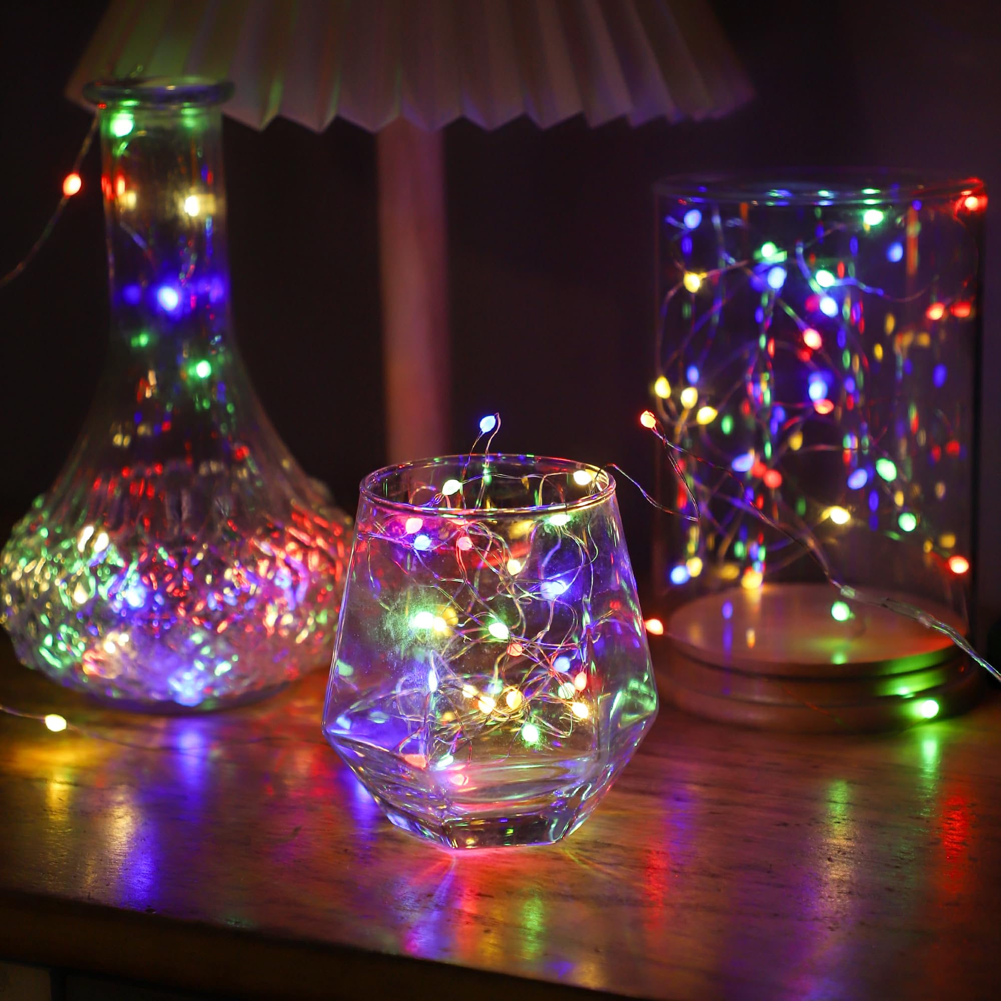 6 Pcs Fairy Lights Battery Operated, Christmas Tree Decor Twinkle Lights, 10 Feet 30 Leds String Lights, Flashing And Constant Light Modes, For Parties, Glass Bottle Decoration (Multi-Colored)