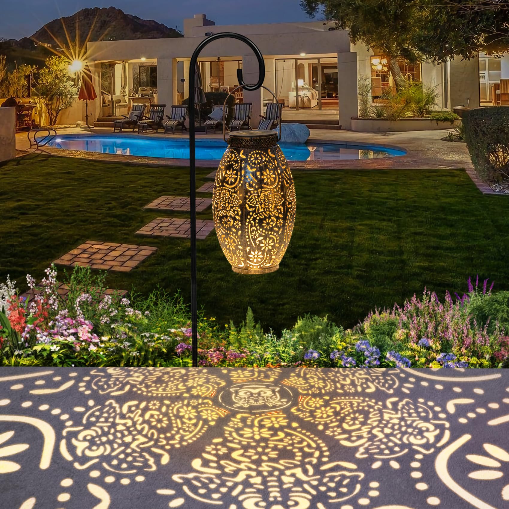 2Pack Owl Solar Outdoor Lanterns Waterproof, Large Decorative Garden Solar Lights For Table, Patio, Yard, Lawn Ornaments, Birthd