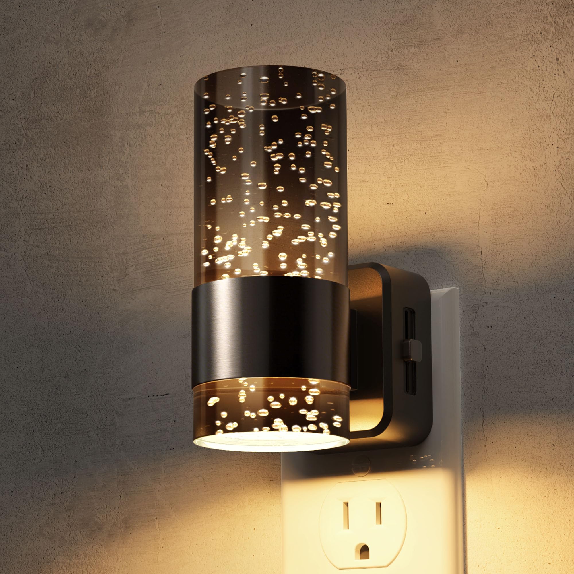 L LOHAS LED Night Lights Plug into Wall  Acrylic Bubble Night Light Dimmable Nightlight with 0-100 LM  3000K Plug in Night Light with Dusk to Dawn Sensor  for Bathroom Hallway Bedroom