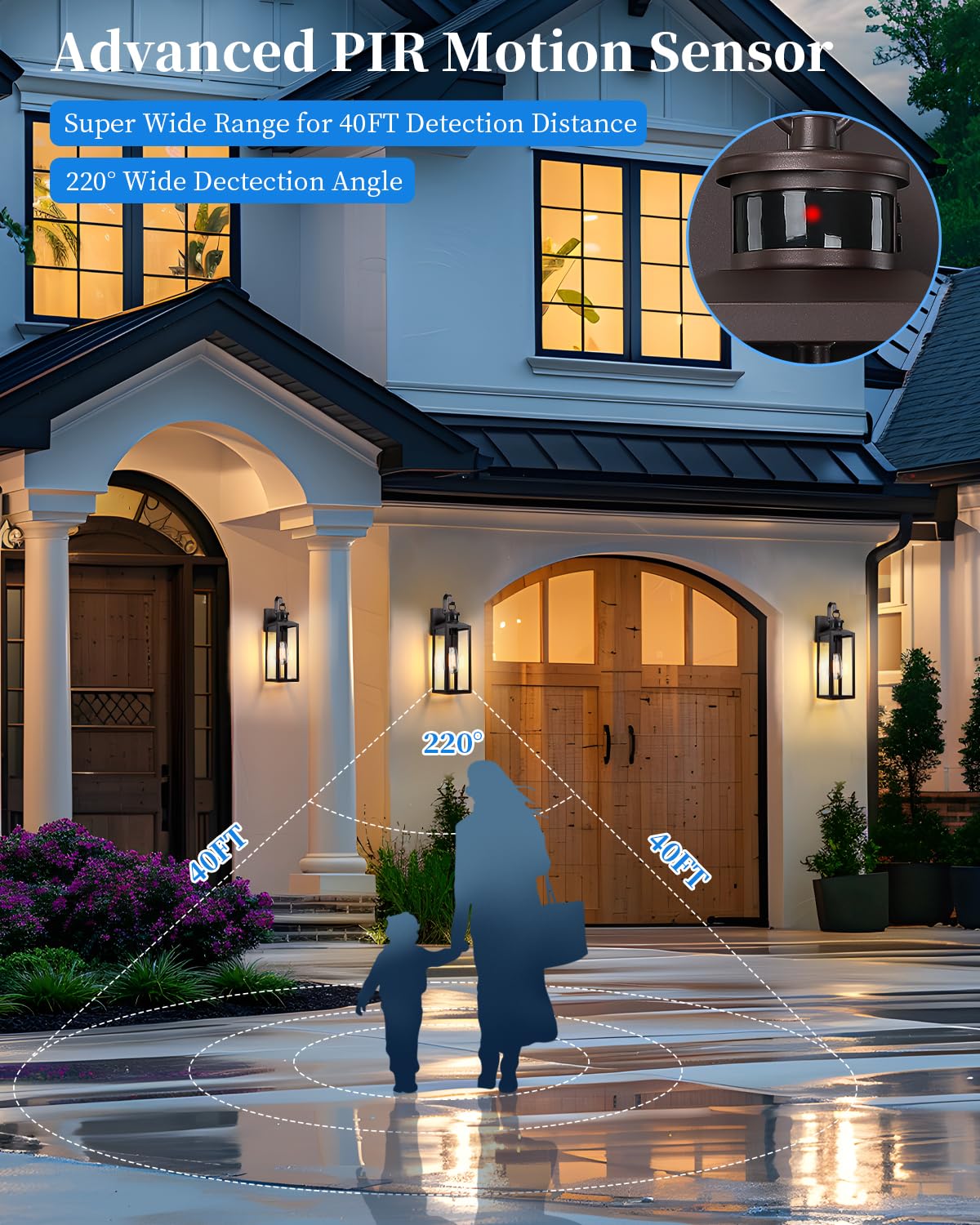 MYHXQ Motion Sensor Outdoor Lights, Waterproof Wall Mount, 2 Pack, Brown, Metal, Model WL109B-BW