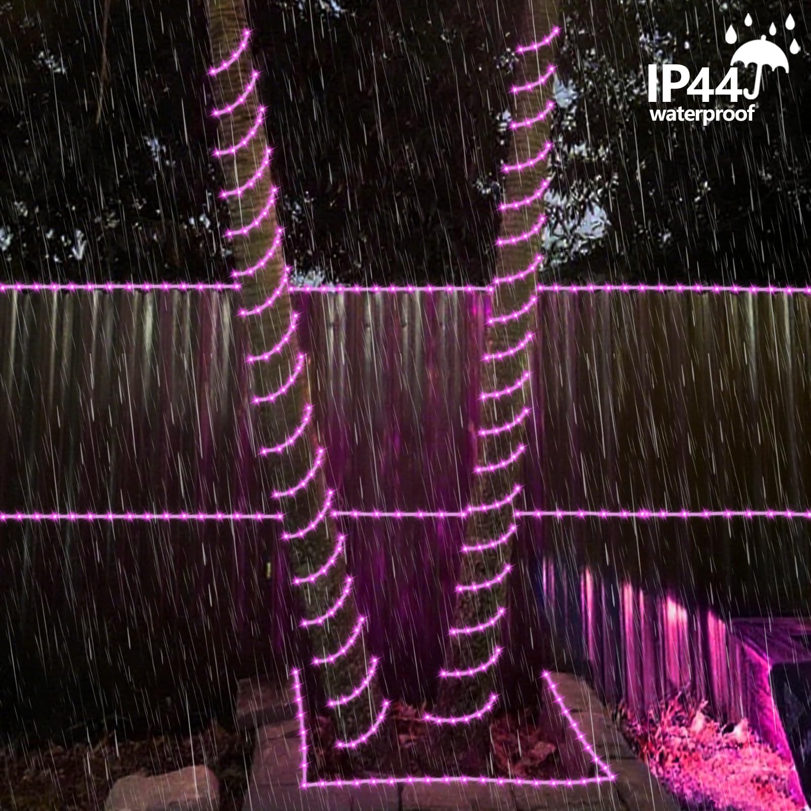 Qitong Pink Solar Rope Lights Outdoor Waterproof, 2 Pack Each 33Ft 100 Led Christmas String Lights, Fairy Lights In Clear Thin T