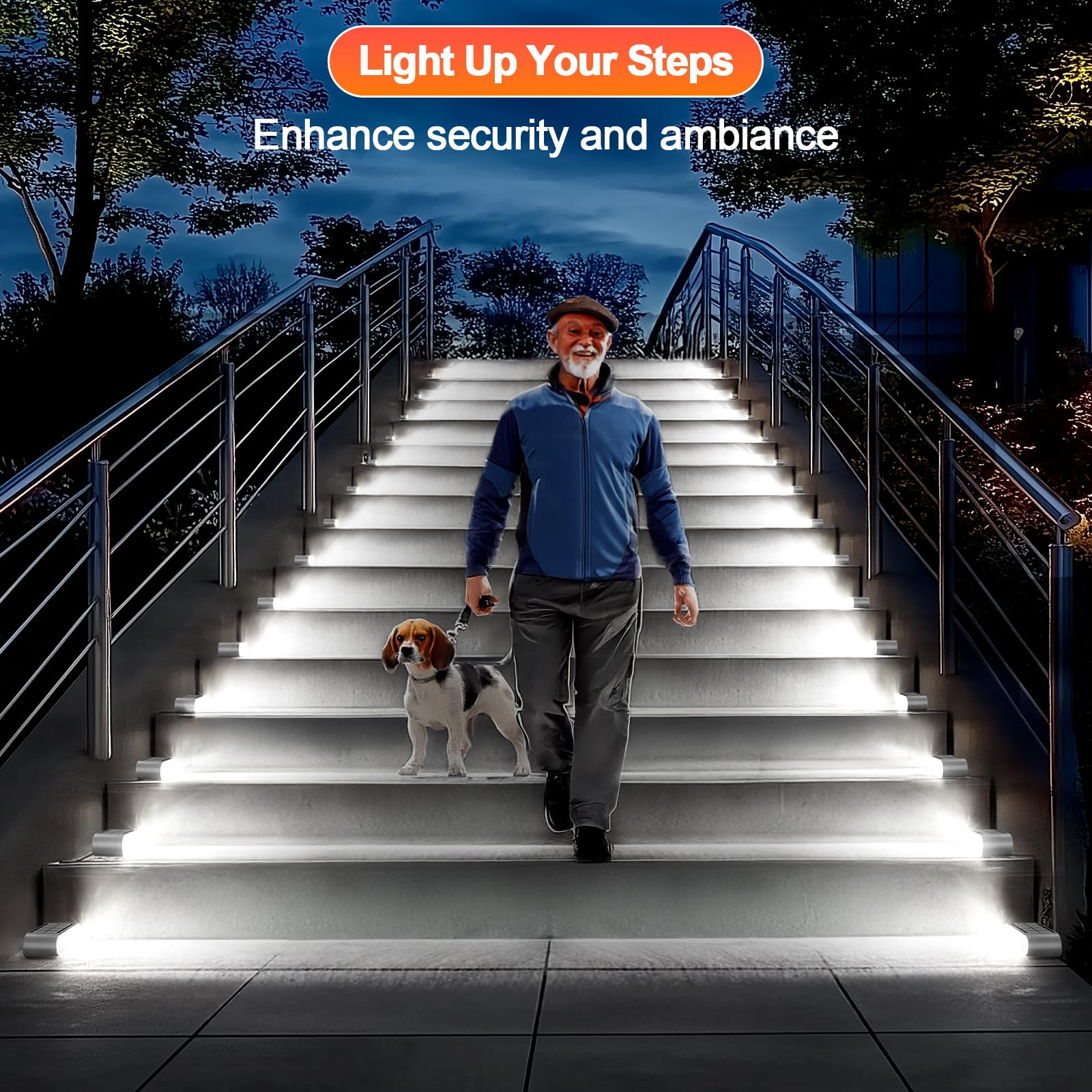 Xillumi Core Solar Step Lights For Outside  12-Pack Stair Light Outdoor Waterproof Ip67  14 Led Cool White Light Solar Powered Lighting For Steps  Stairs  Deck  Patio  Walkway  Front Porch Decor