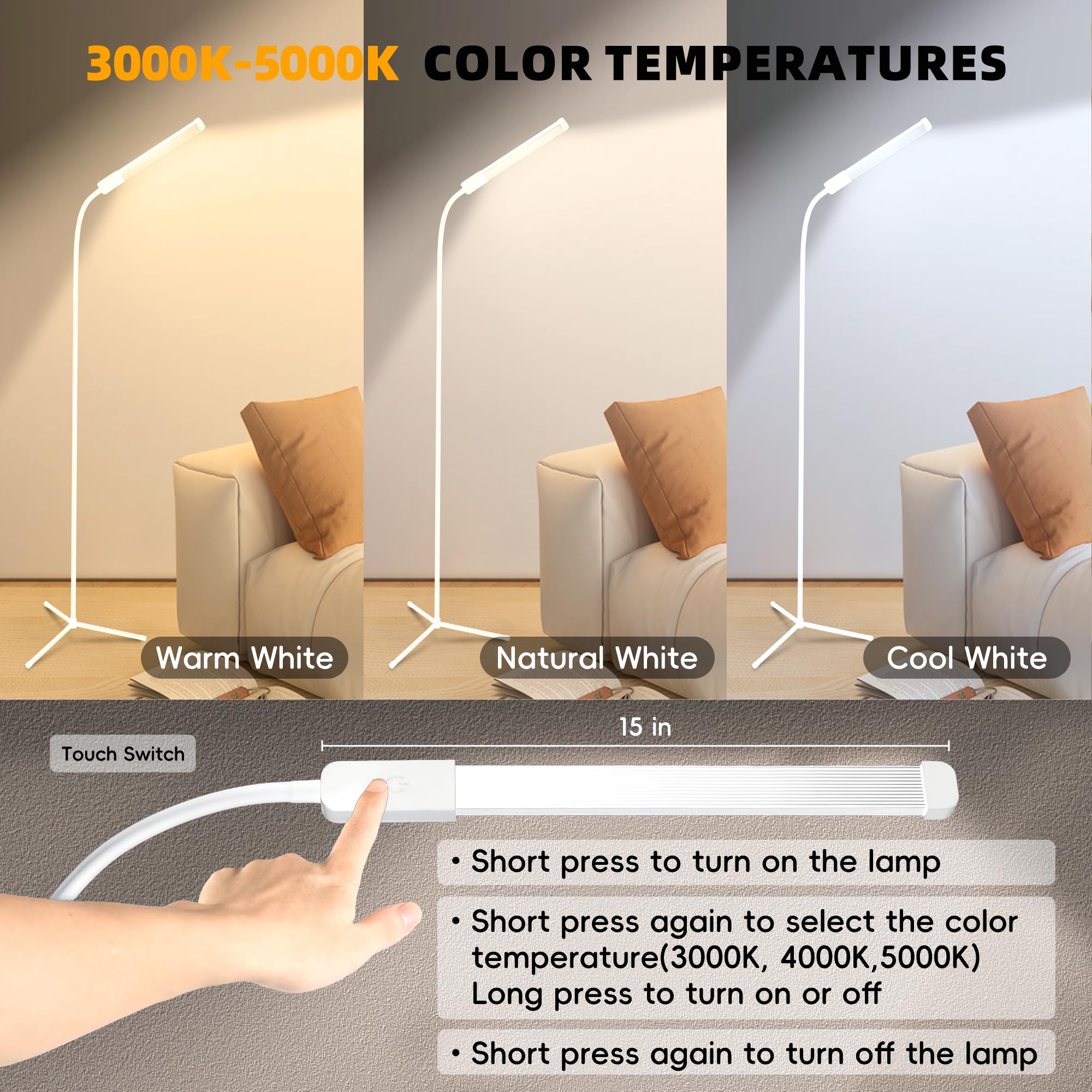 Hanaking Floor Lamp, Bright Led Lash Lamp For Eyelash Extensions, Dimmable Brightness And 3 Color Lash Light, Adjustable Height
