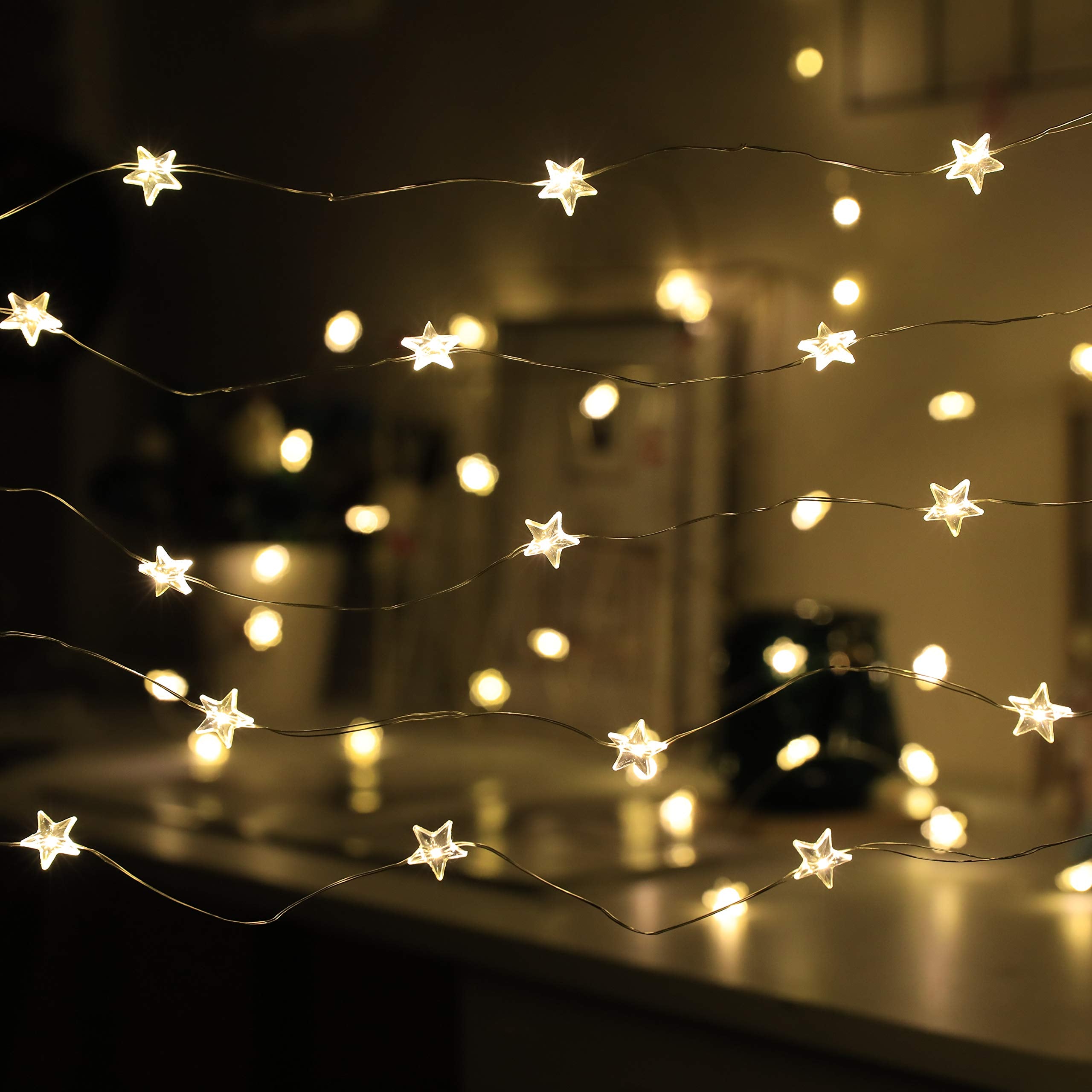 Twinkle Star String Lights 40 Led Spring Garden Decorative Indoor Outdoor Fairy Light Usb & Battery Operated Lights 13Ft Waterproof Lights With Remote Control For Festival Party Bedroom Decoration