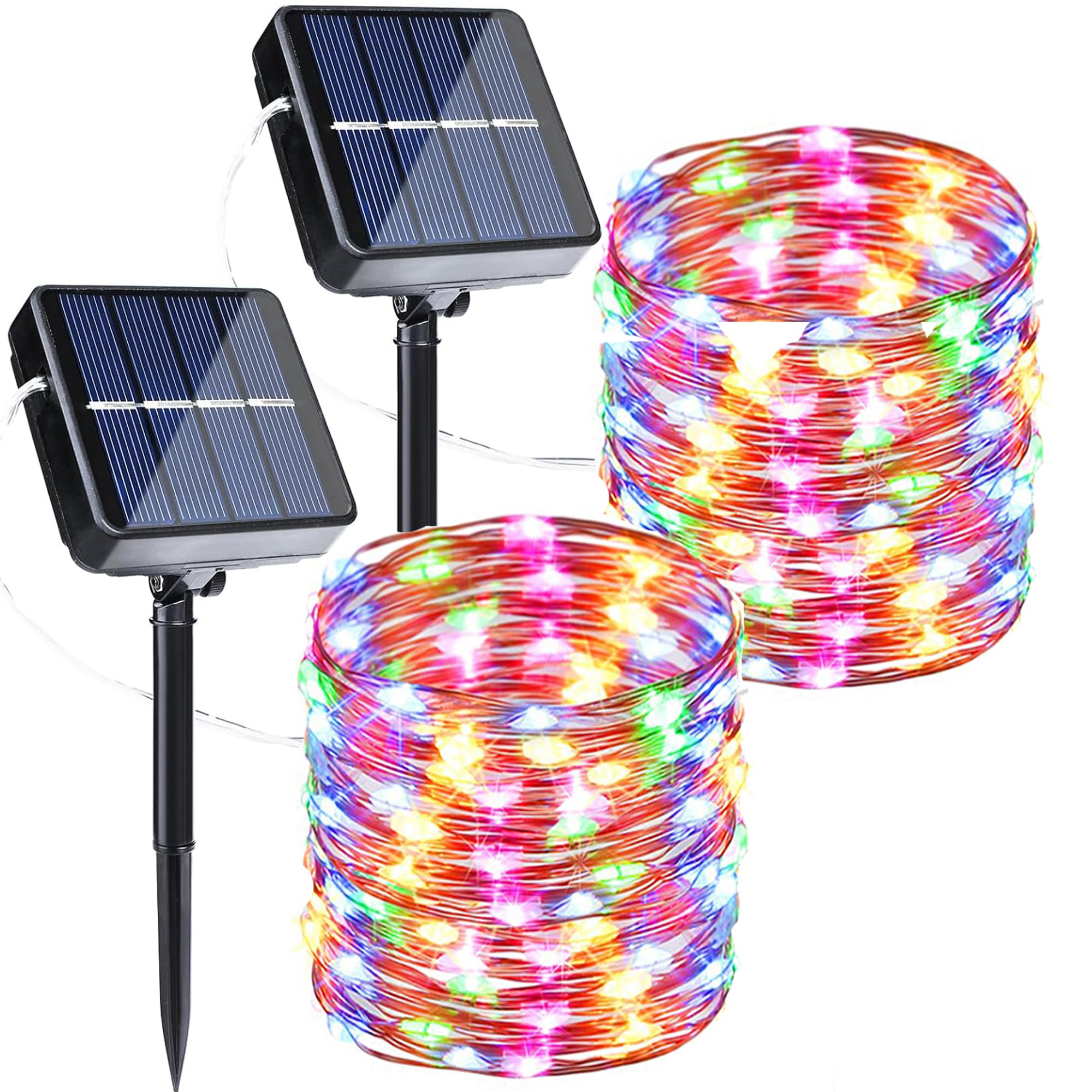 Joomer Solar Fairy Lights Outdoor, 2Pack Total 80FT 240LED 8 Modes Solar Fairy Lights, Waterproof String Lights for Outdoor Decoration (Multicolor)
