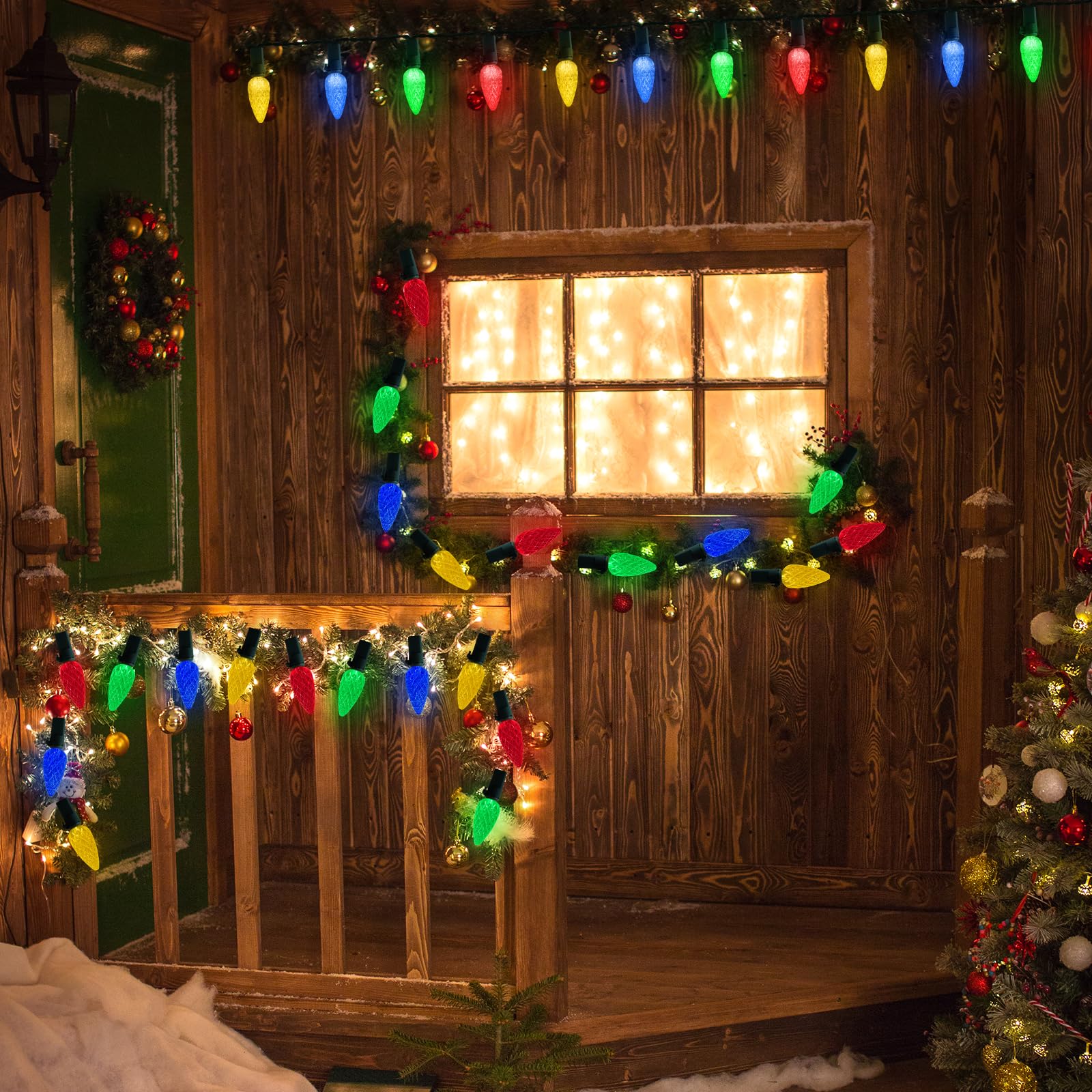 Behiller Christmas Decorations Solar Strawberry String Lights Outdoor,50Led Multicolor C6 Strawberry With Christmas Gifts Decor,