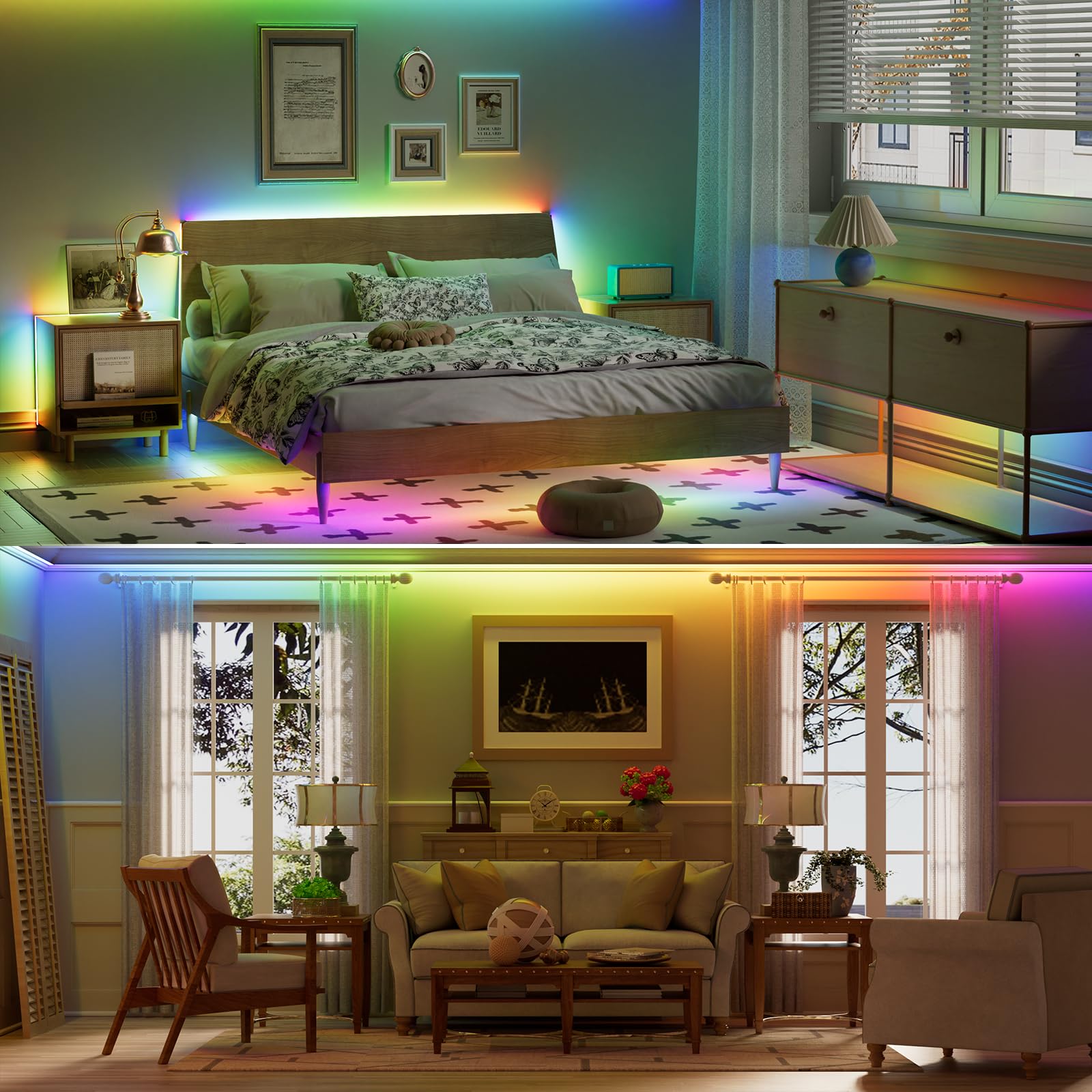 Rgb Smart Ic Cob Led Strip Light,32.8Ft Color Chasing Flexible Dc24V Led Tape Light,Ws2811 Addressable Rgb Ribbon,For Party/Home