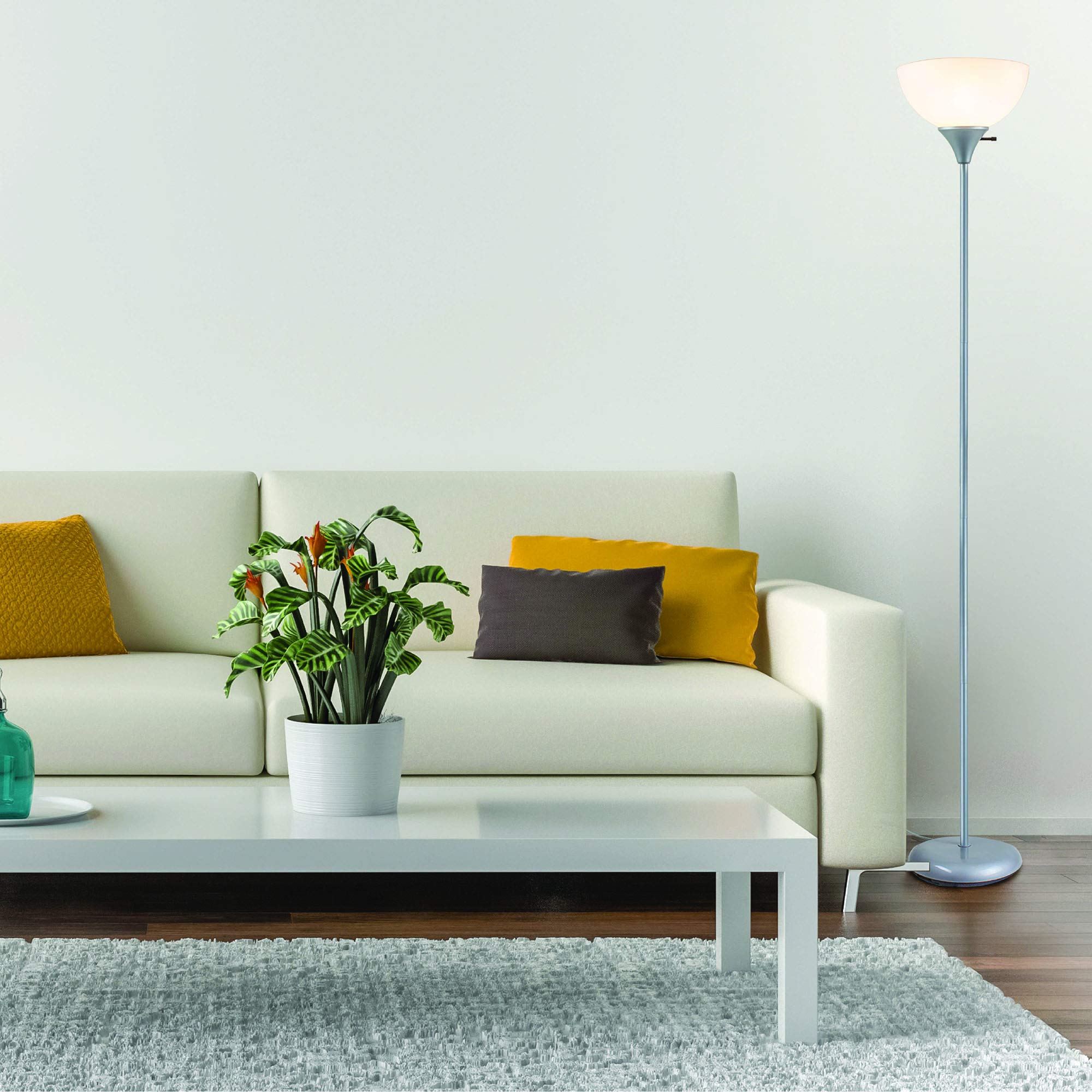 Newhouse Lighting Nhfl-He-Si Henry 71-Inch Plastic And Metal Modern Led Floor Lamp Stand With Rotary Switch For Bedrooms, Living
