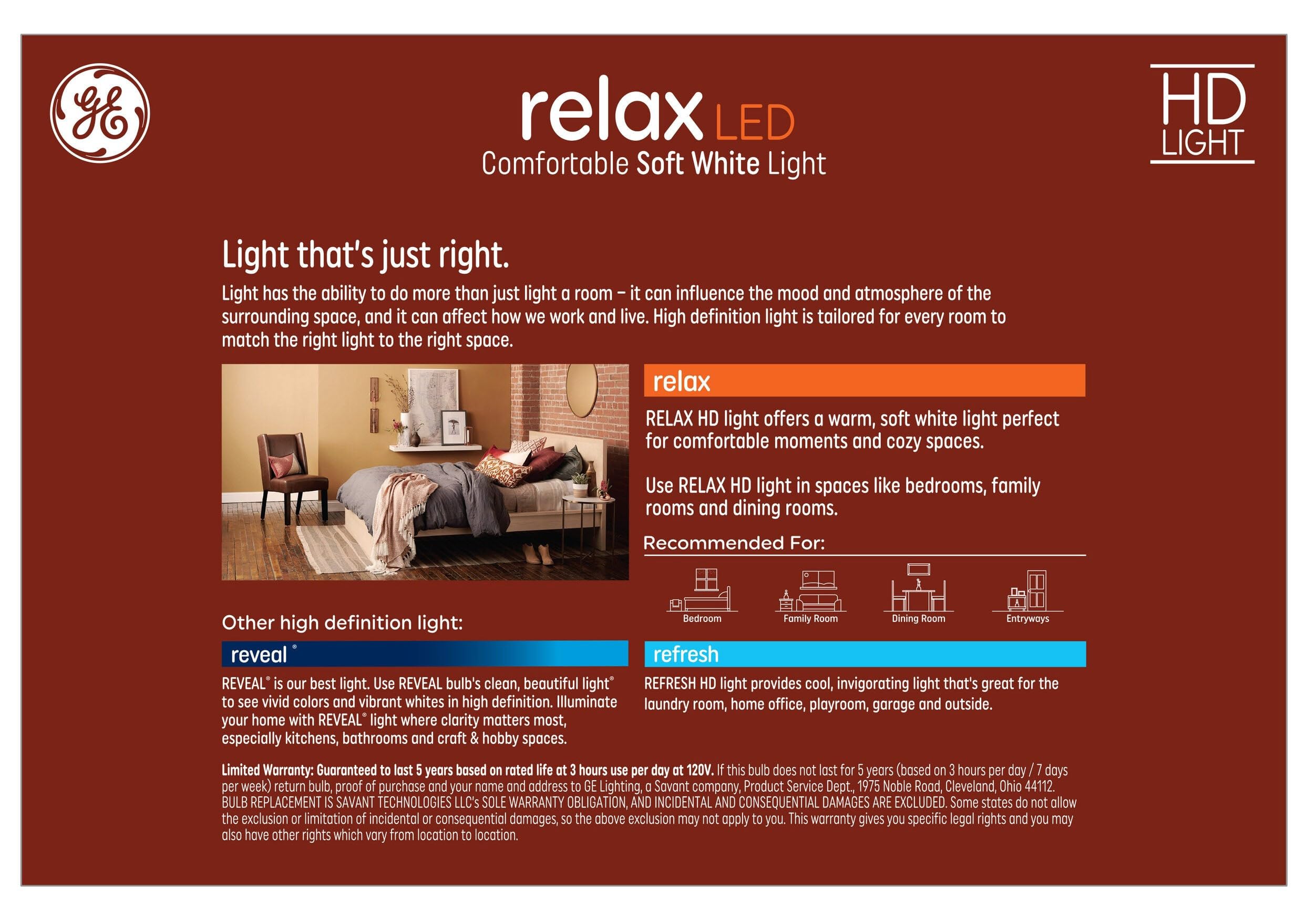 Ge Relax 8-Pack 40 W Equivalent Dimmable Warm White A19 Led Light Fixture Light Bulbs 44898