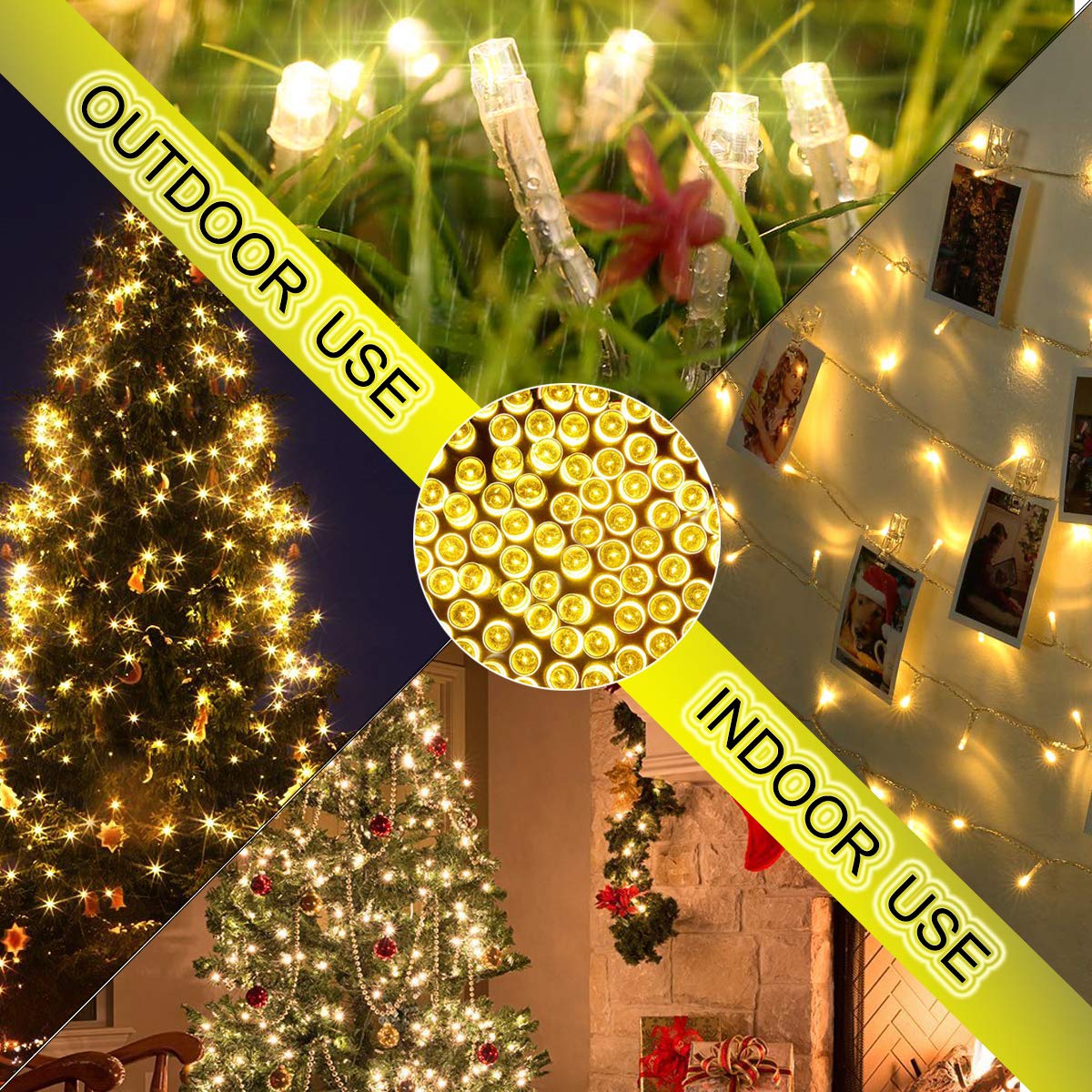Christmas Tree Lights - 320 Leds 115Ft/35M End-To-End 8 Modes Plug In Indoor/Outdoor Waterproof Decorative Fairy Twinkle String Lights For New Year/Thanksgiving Day/Wedding/Patio/Home - Warm White