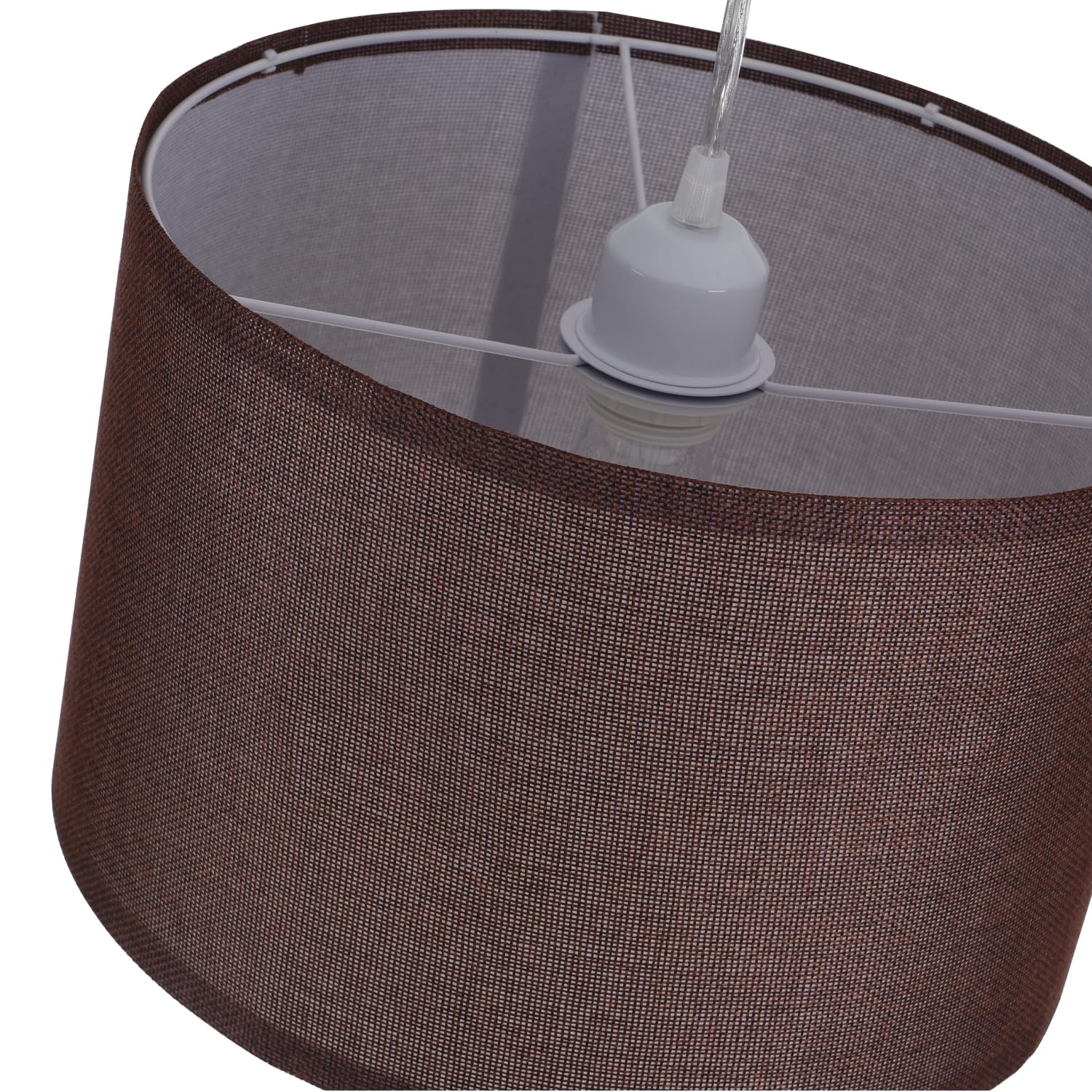 IHENGYANLT Pendant Light with 15Ft Cord, On/Off Switch, Coffee Fabric Shade, Model P450