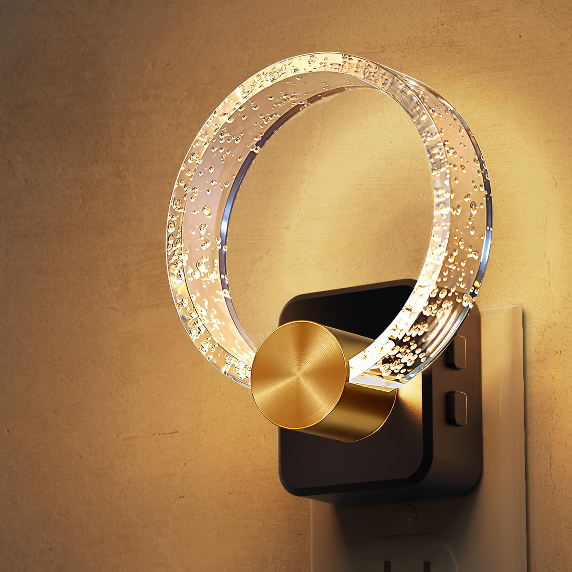 L LOHAS LED Night Lights Plug into Wall  Plug in Night Light with Light Sensor  3000K Soft White  0-100LM Brightness Adjustable  Bubble Nightlight for Bathroom Bedroom Hallway