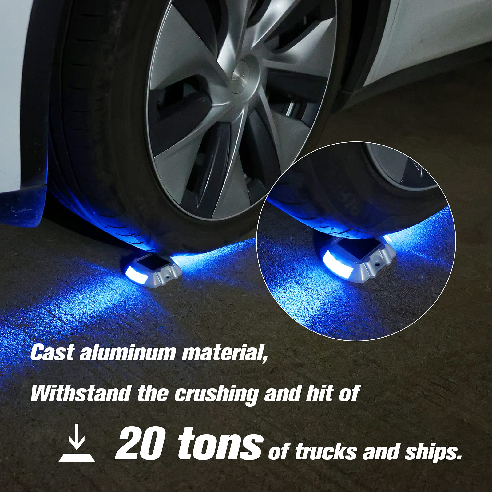 VOLISUN Solar Deck Lights, 8-Pack LED Waterproof Outdoor Step Lights, Blue, IP67 for Driveway, Sidewalk, Garden Pathway