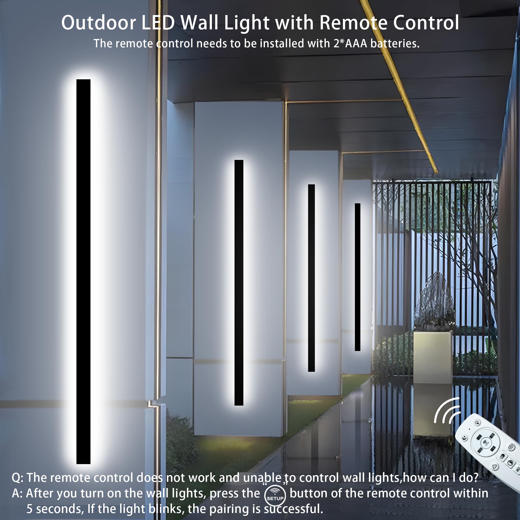 Levxhotty 39&quot; Dimmable Outdoor Wall Lights 2Pcs, Waterproof Ip65 Metal Sconces For Garage & Door