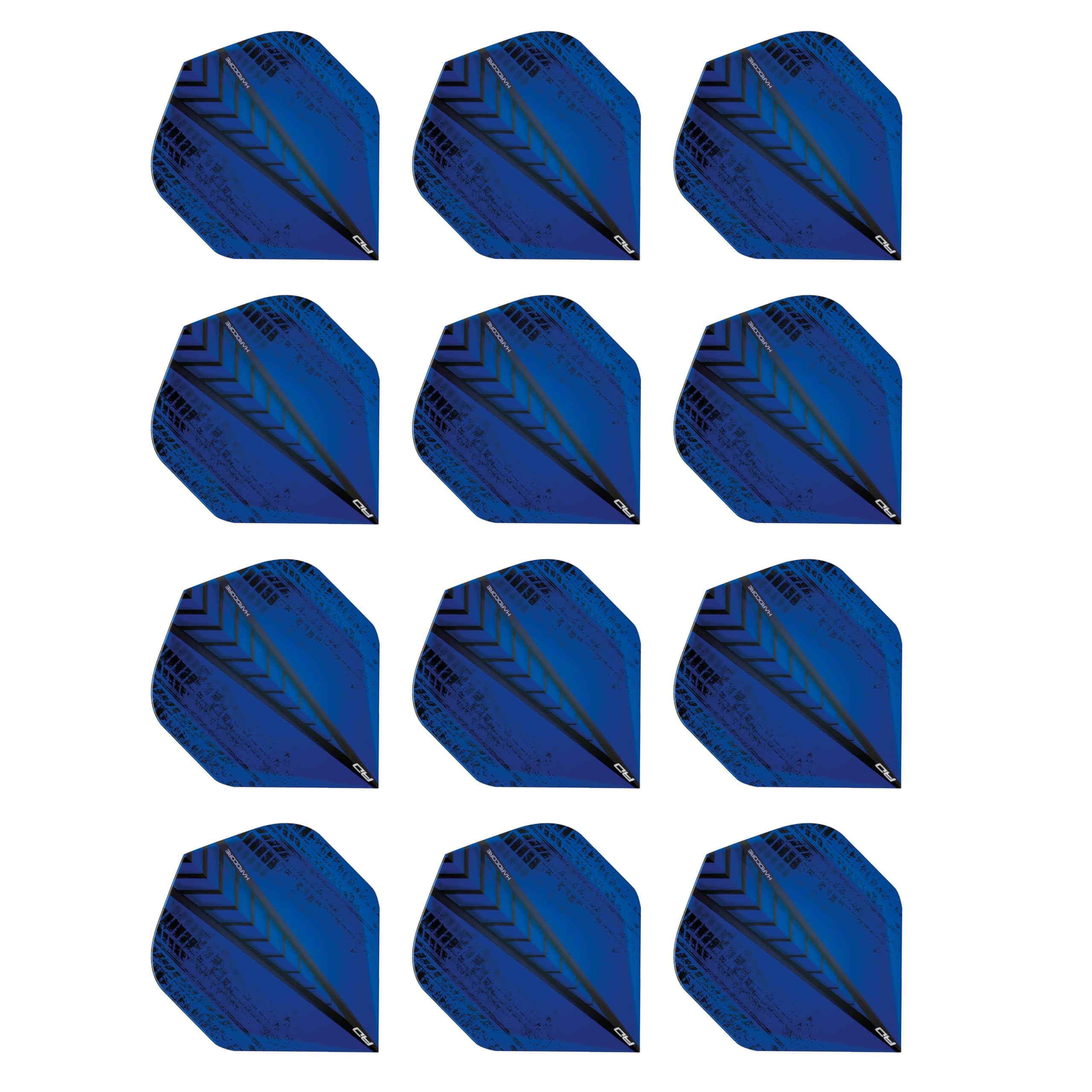 Red Dragon Darts Hardcore Radical Blue Extra Thick Standard Dart Flights - 4 Sets Per Pack (12 Dart Flights In Total)