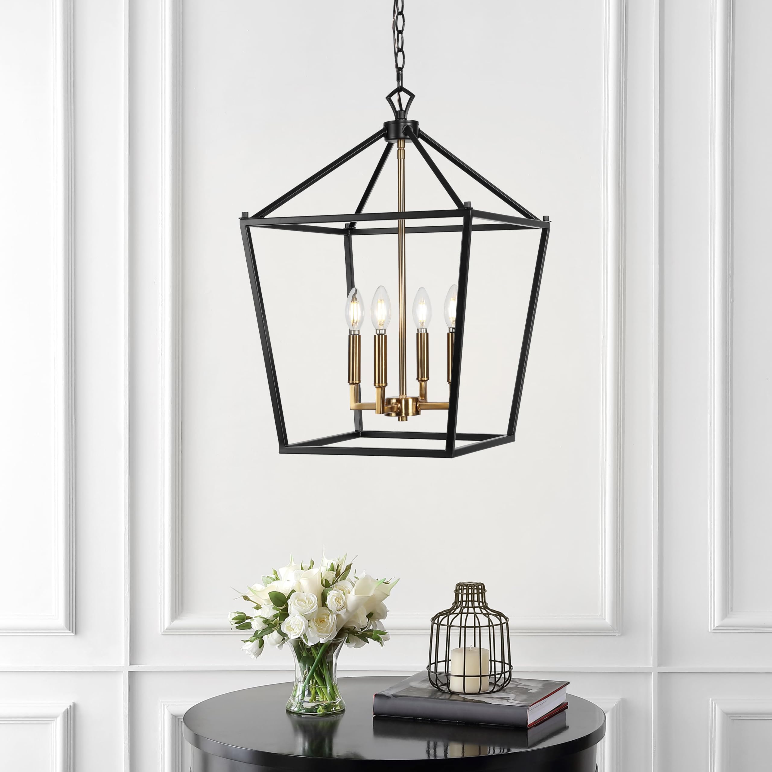 Jonathan Y Pagoda Lantern Pendant Light, Dimmable Metal, 16 Oil Rubbed Bronze, Model Jyl7437D, Ideal For Dining Room, Living Room, Kitchen