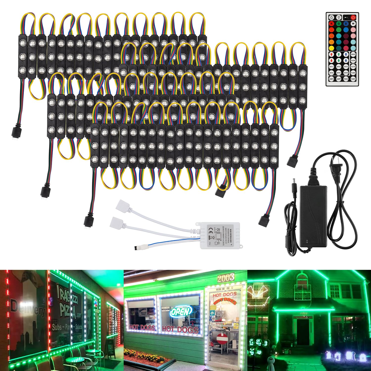 WICHEMI 40FT LED Lights for Store Front Window LED Lights for Business Commercial Storefront Lights 80PCS LED Module for Signs 3 LED 5050 SMD RGB Waterproof Band Lights for Store Advertising Decor