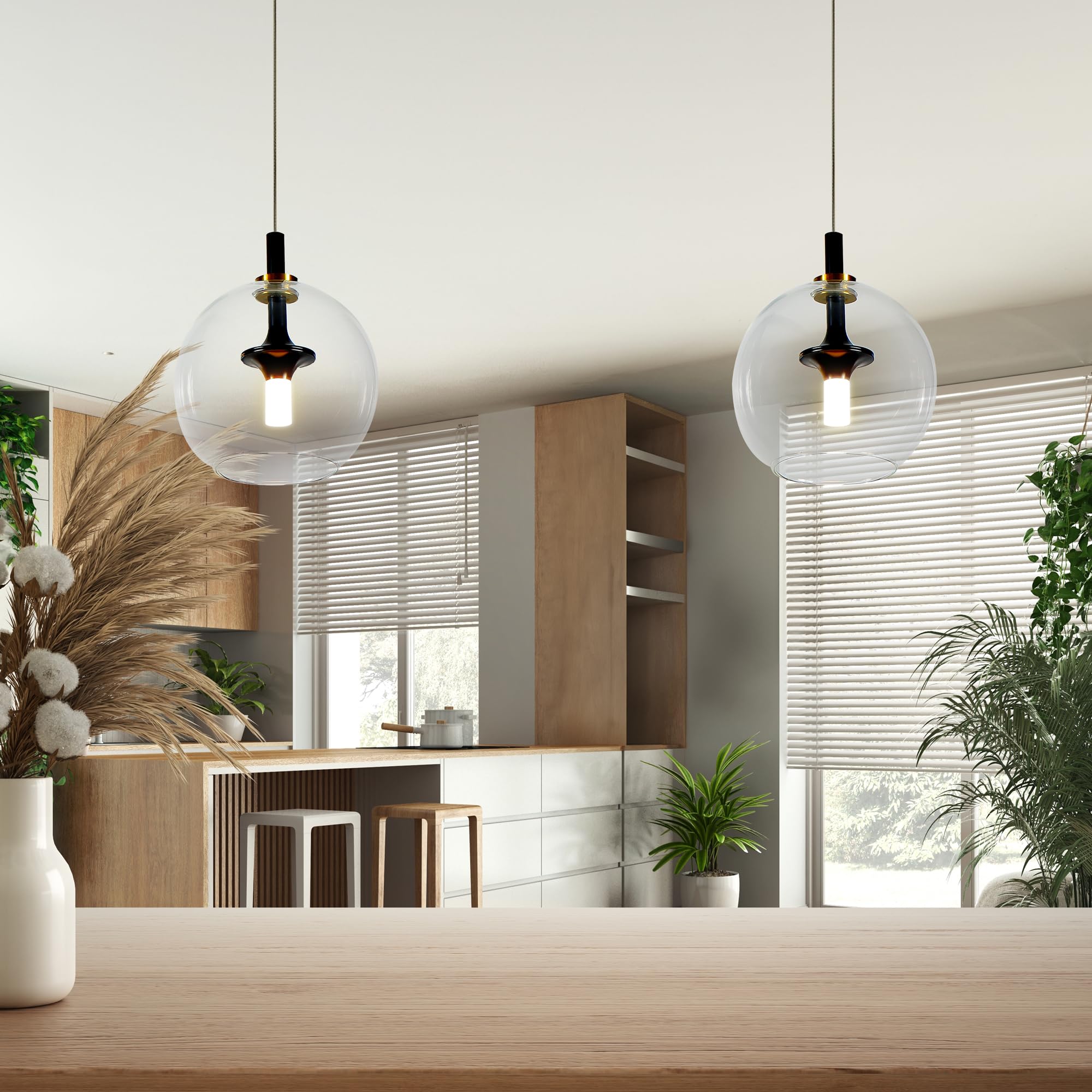 Vonn Portofino 7&quot; Led Pendant Light Fixture, Antique Brass With Glass Shade, Modern Design