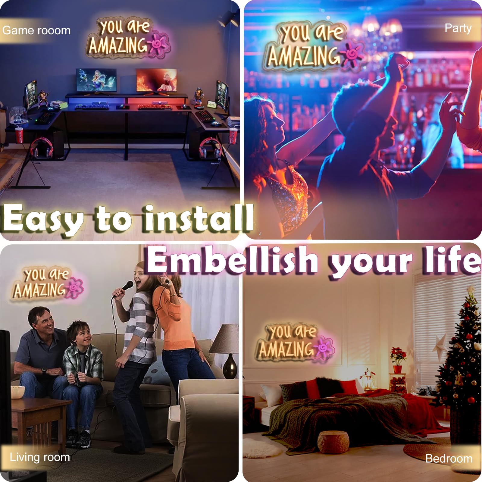 You Are Amazing Neon Sign Wall Decor For Bedroom Class Room Bar Pub Club Nursery Hanging Dimmable Usb Pink Led Light For Wedding Birthday Party Women Christmas Gifts