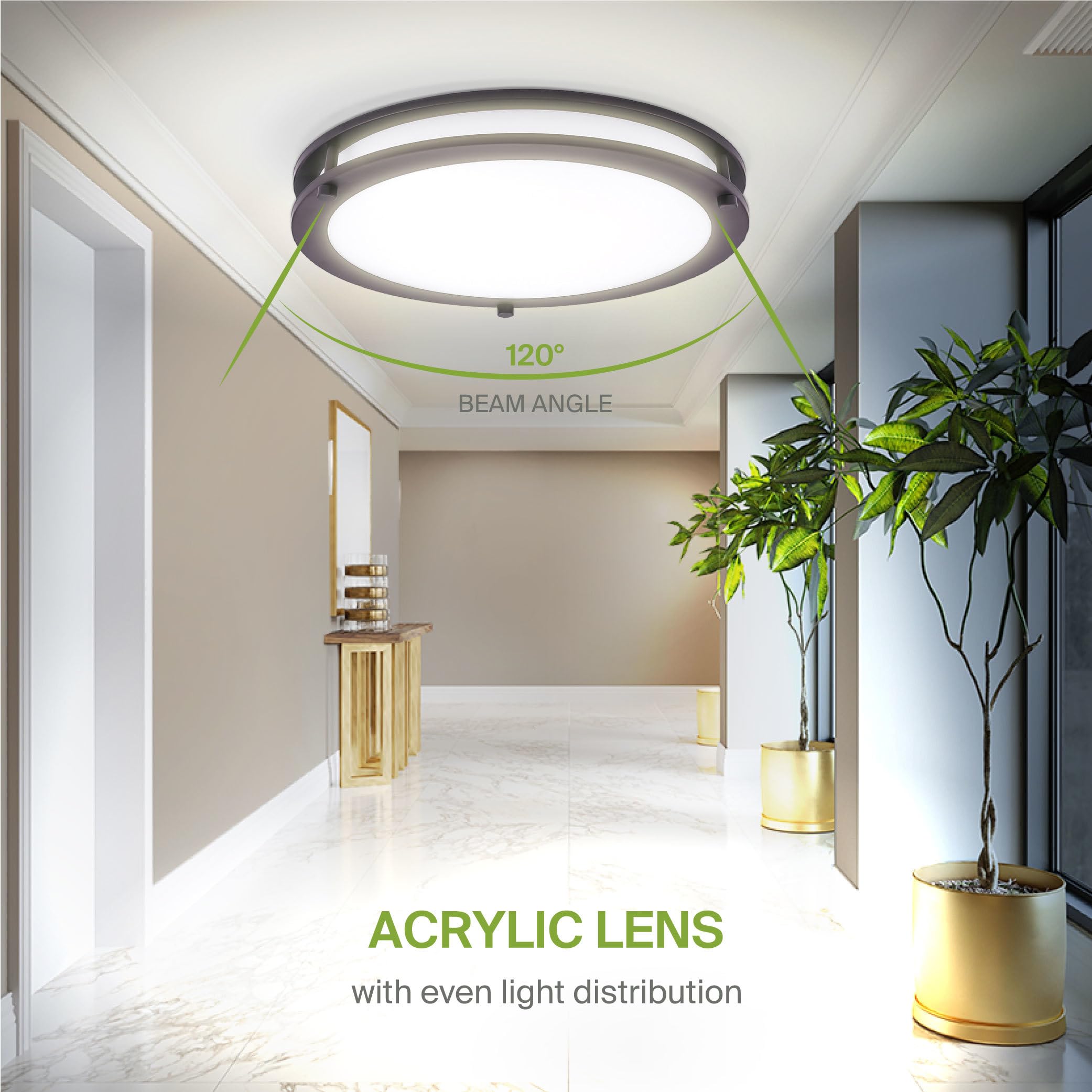 ASD LED Flush Mount Light Fixture 24W 1900LM 3000K-5000K 16 Inch Oil-Rubbed Bronze Model A-LFMDR-16D24CCBZ