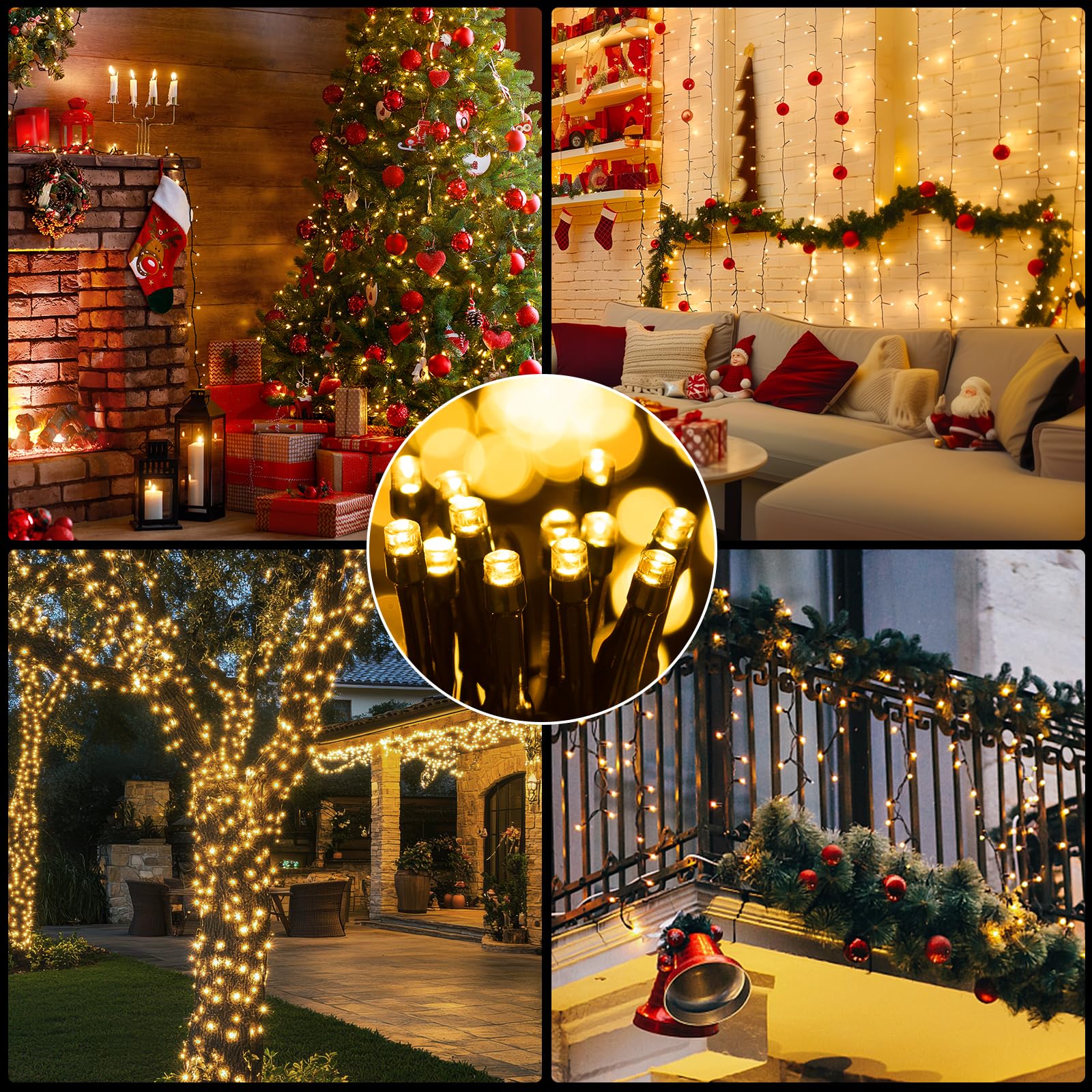 66Ft 200 Led Christmas Tree Lights, End-To-End Plug 8 Modes With Timer, Outdoor Indoor Fairy Lights For Christmas Tree, Patio, G