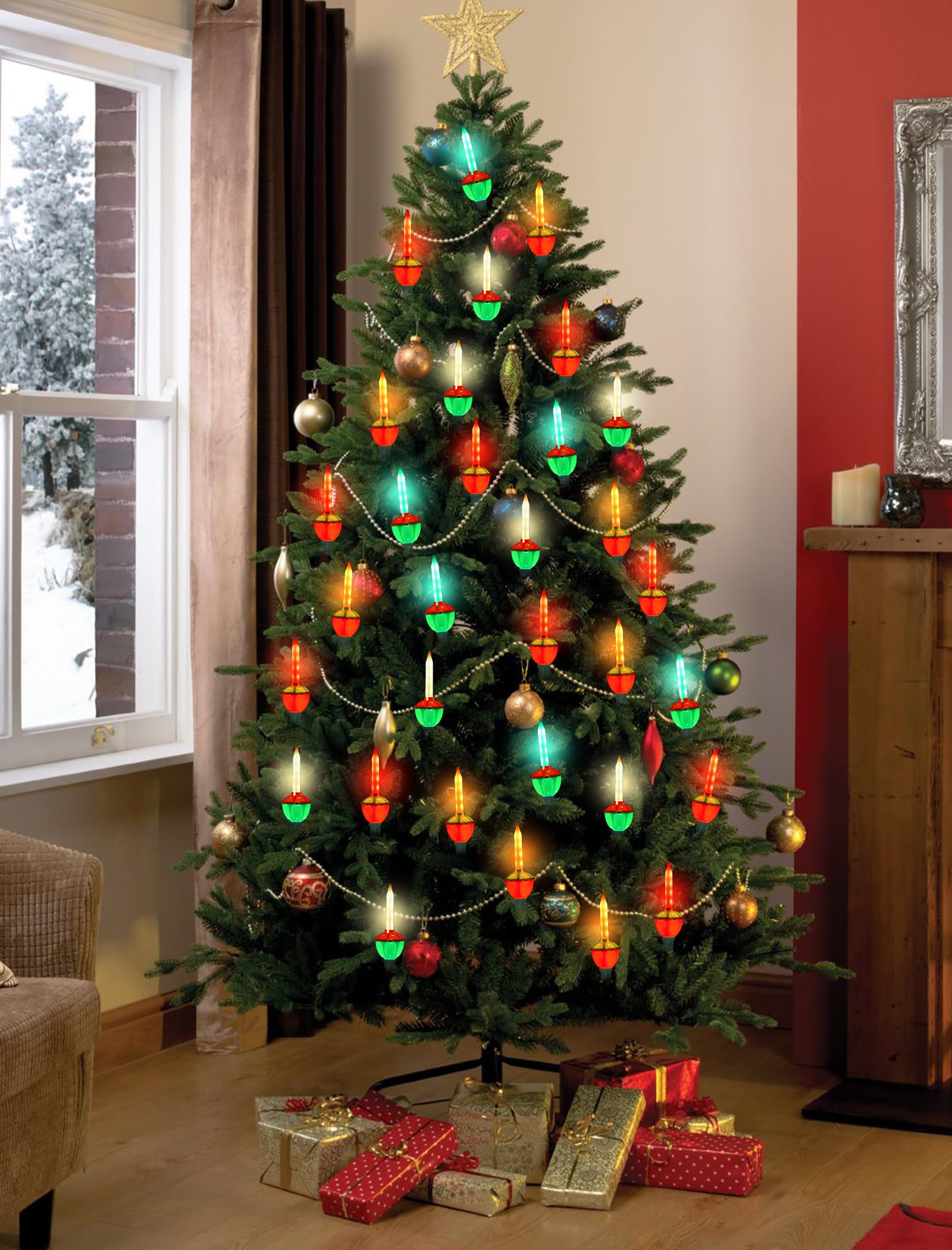 SUNSGNE Colorful Christmas Bubble Lights, 8.5Ft LED Multicolor Indoor Decor, Vintage Plastic Bulbs, Model LR-I/O-C-8-0.6-L1