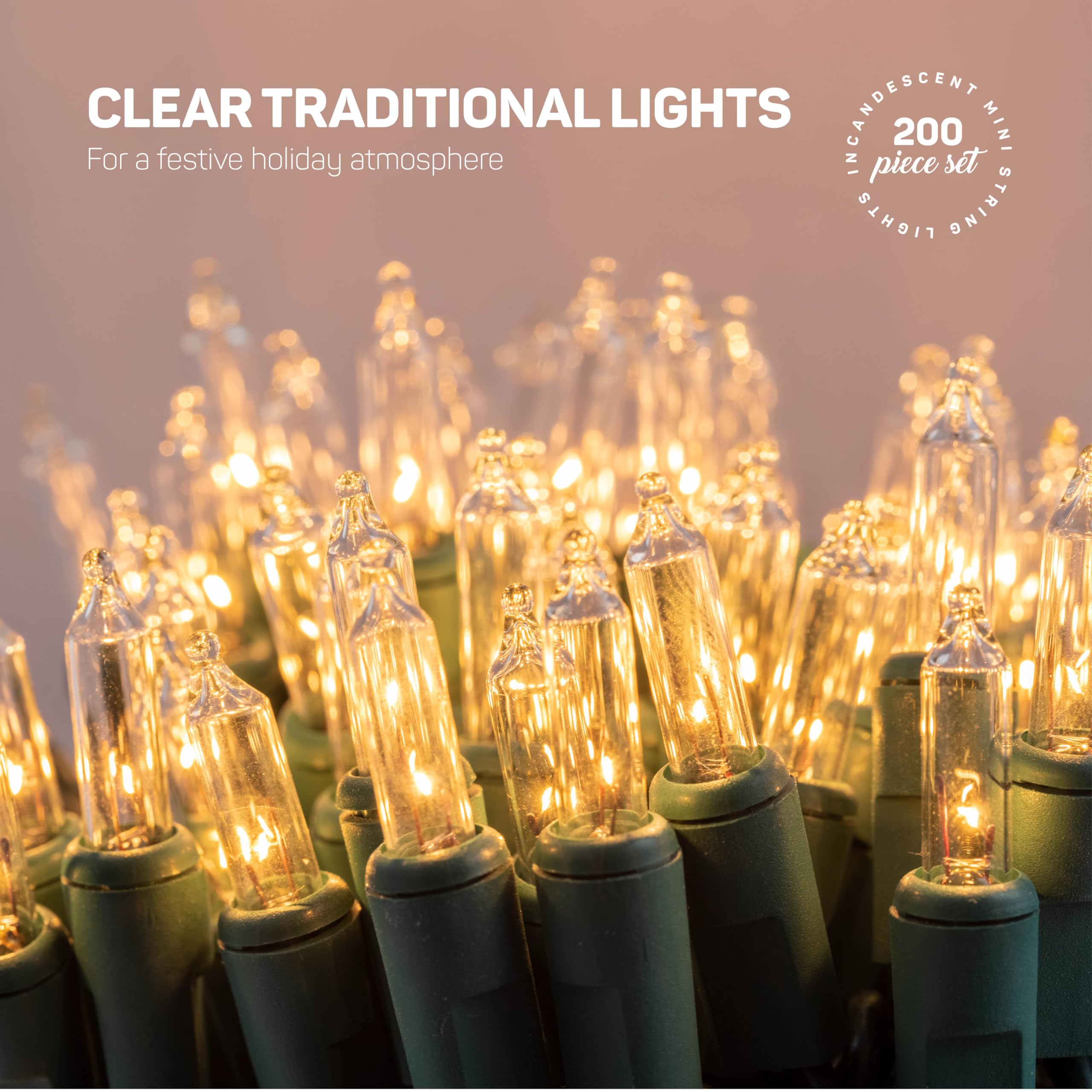 Christmas Lights [Set of 200] Warm white Christmas Lights, UL Listed For Indoor/Outdoor Use, Mini Christmas Lights, Small Christ