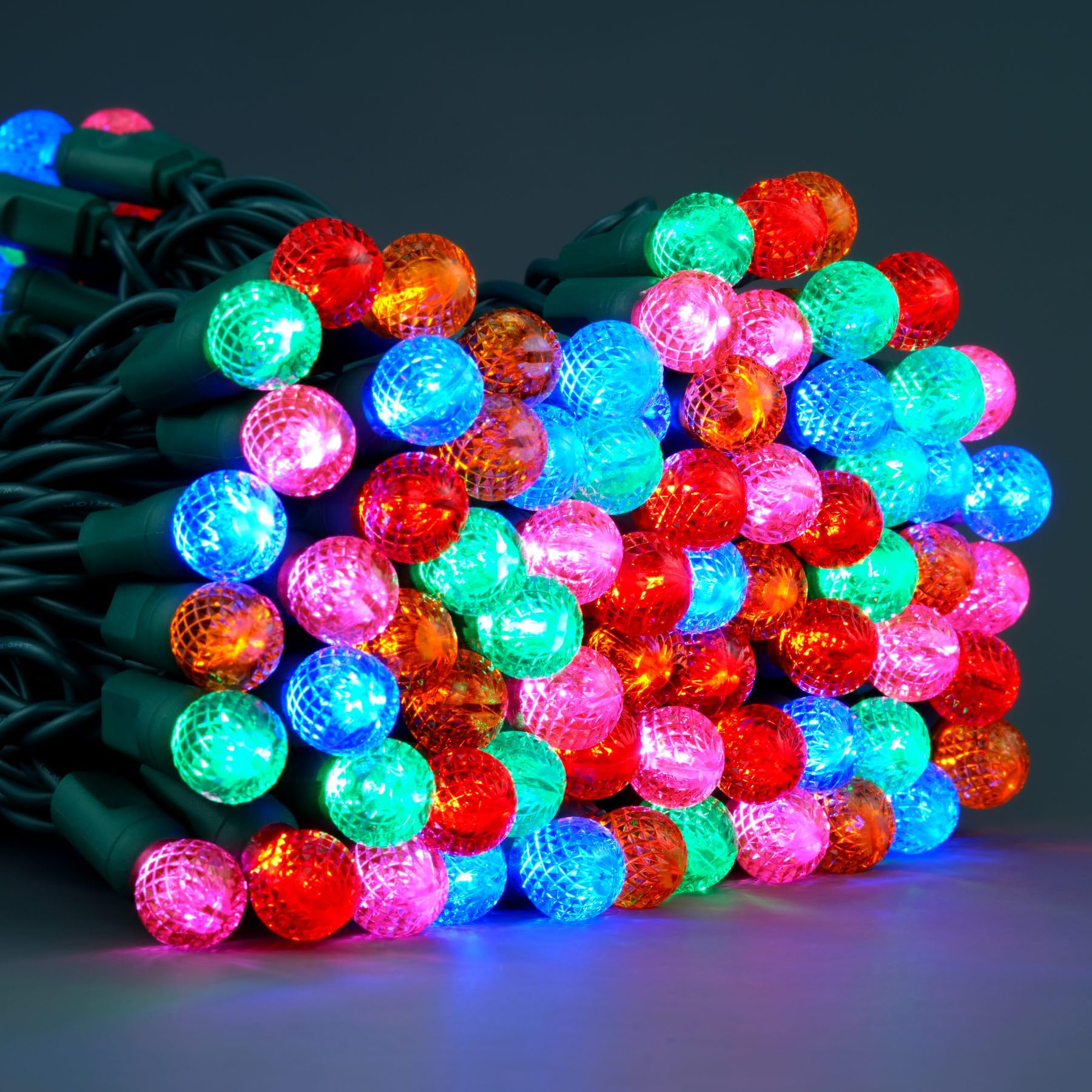 Sweet Shine 100 Multicolor Raspberry One-Piece Led Christmas Lights, 33 Ft Green Cord High Waterproof Ul Certified G12 Outdoor S