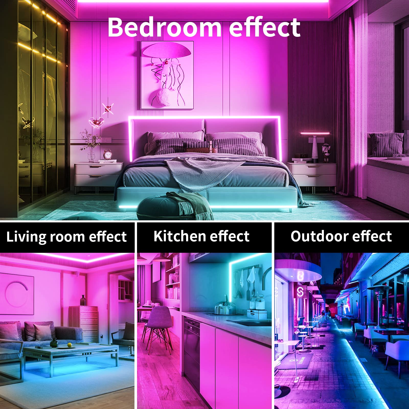 KSIPZE LED Strip Lights 50ft RGB Color Changing Music Sync Smart App Control Vinyl Model ST51_K2430
