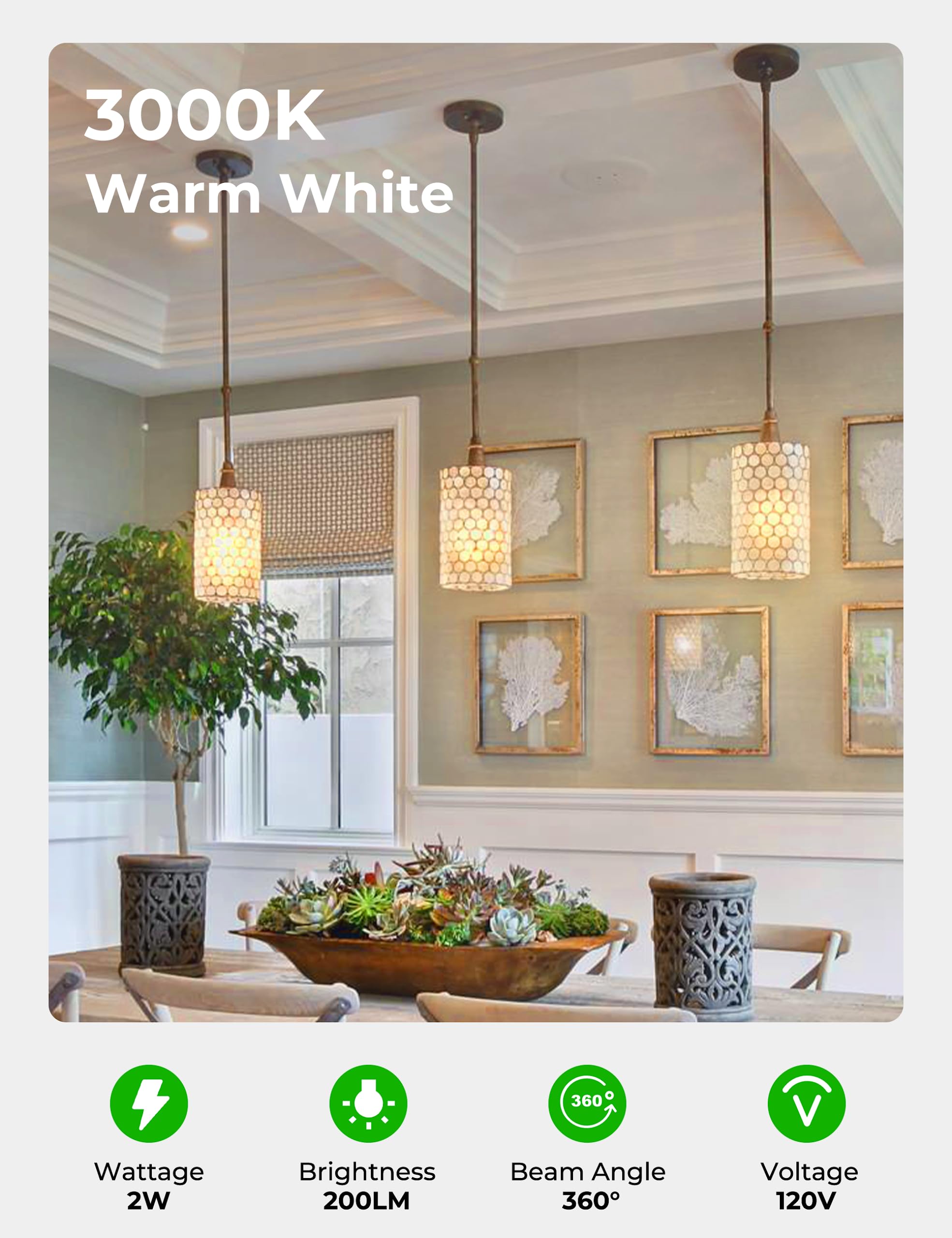 Unilamp 2W E12 Led Night Light Bulb, Mini Type B C7 Light Bulb Equivalent 25W, Warm White 3000K, 120V E12 Edison Screw Led Bulb