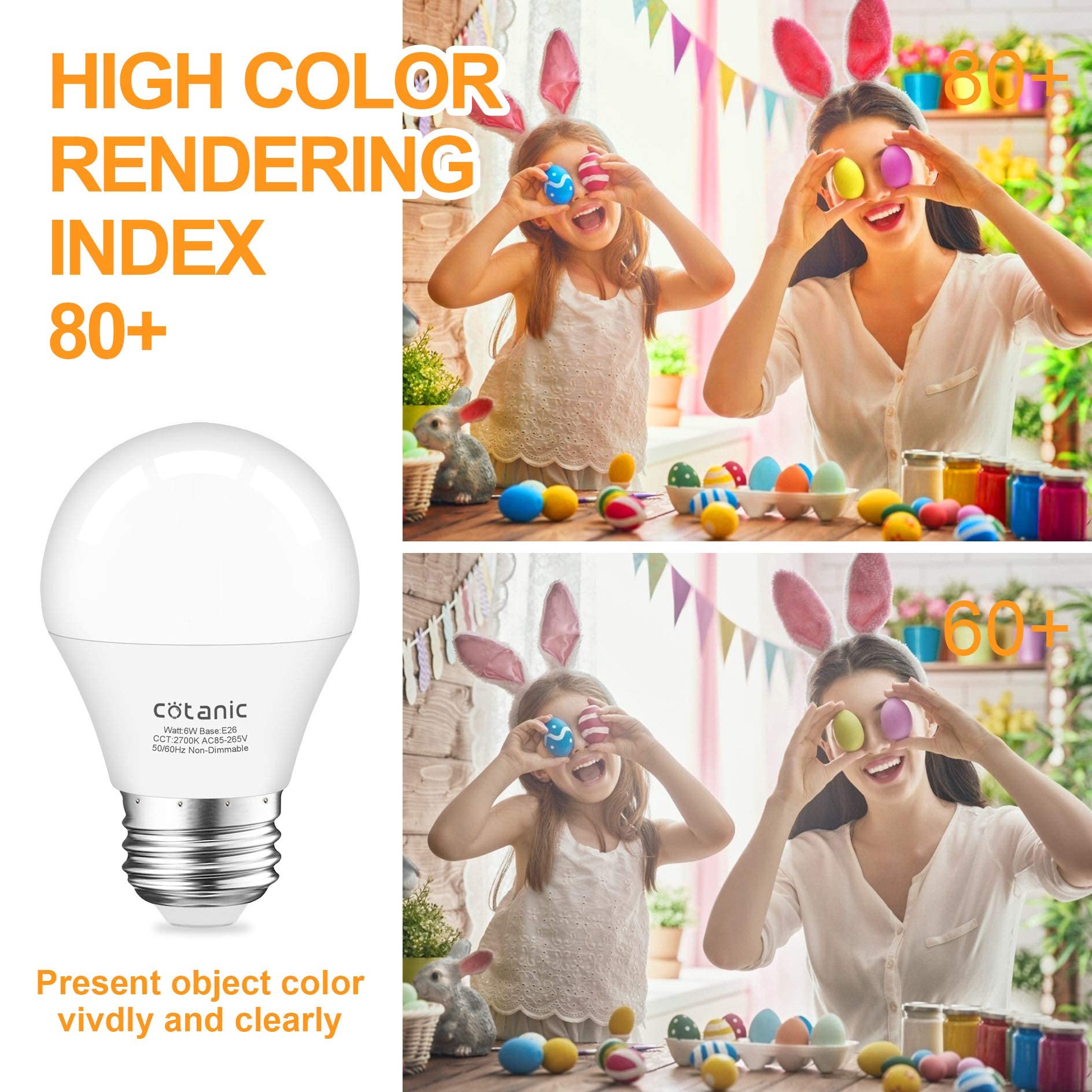 Cotanic 8 Pack Led Ceiling Fan Light Bulbs 2700K Warm White, A15 Small Bulb E26 Medium Screw Base, 6W Chandelier Light Bulb 60W