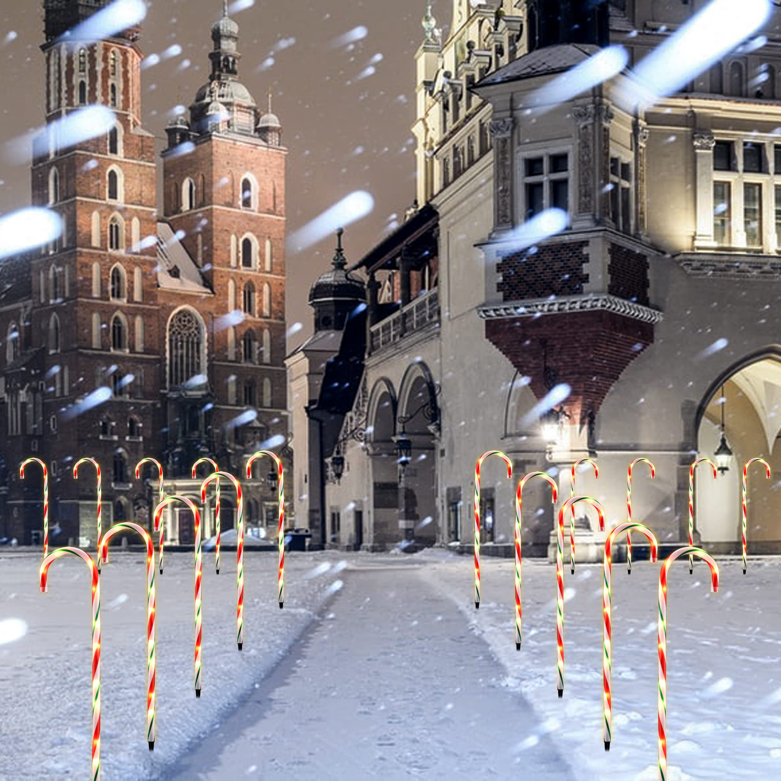 Christmas Candy Cane Pathway Lights, Christmas Candy Cane Lights Decoration, 26Inch (10Pcs, Red And Green)