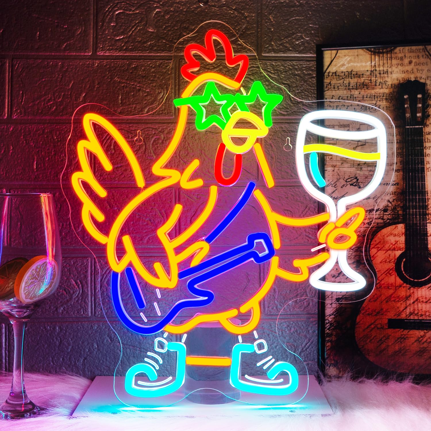 Ineonlife Thanksgiving Lights Turkey Neon Signs For Wall Decor Thanksgiving Decorations Outdoor Rock Chicken Turkey Neon Sign Led Sign Neon Lights For Bedroom Festival Holiday Bar Man Cave Club Party Home Decoration Gifts