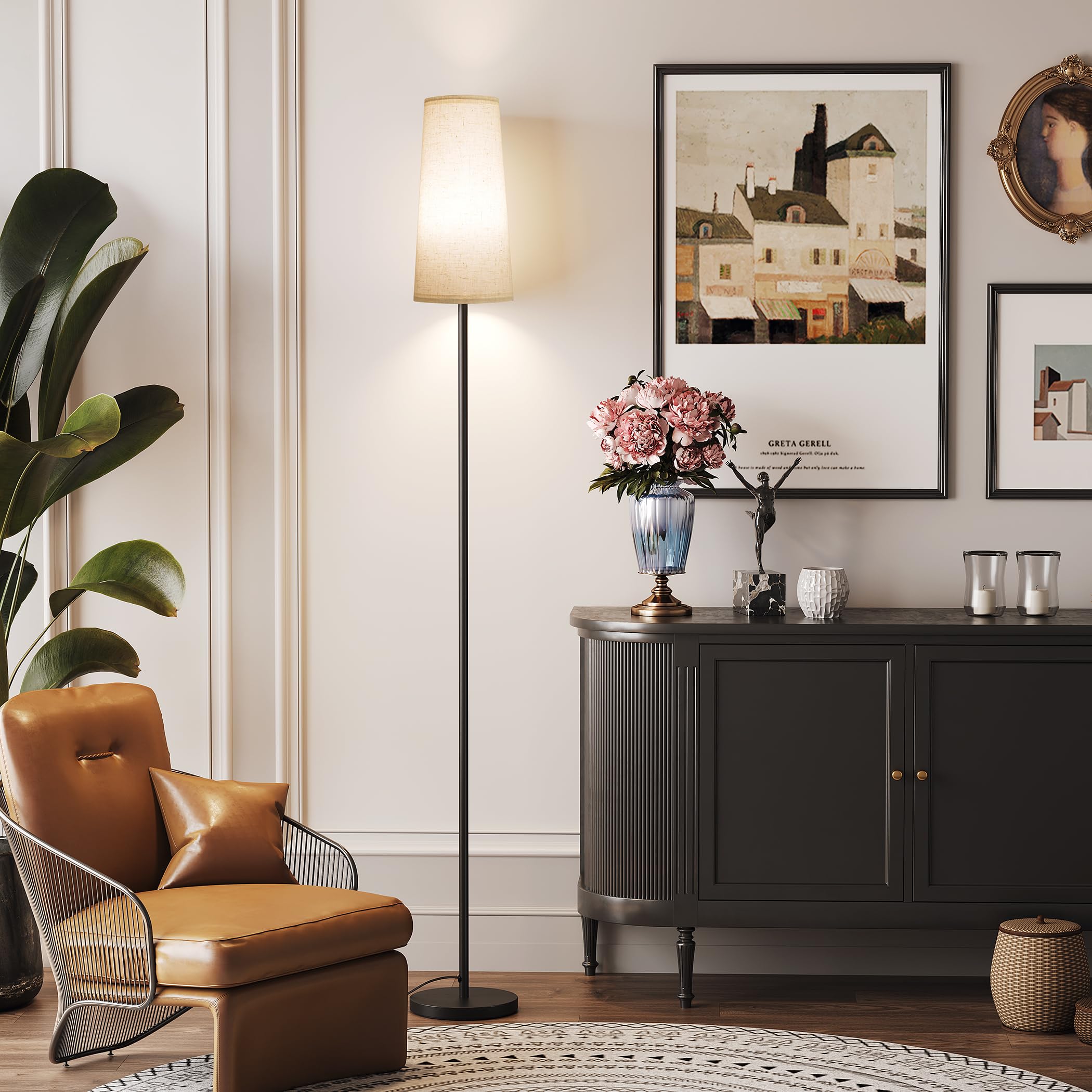 Sunmory 2 Pack Floor Lamps With Led Bulb, 3 Color Temperatures, Modern/Boho Style, Black