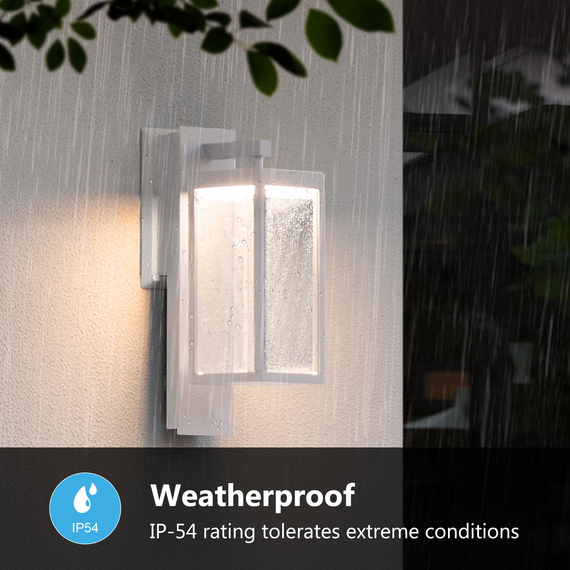 Inowel Outdoor Wall Sconce Light, 13W LED, IP54 Waterproof, White, Model 2252-s, Anti-Rust Aluminum for Patio/Garage