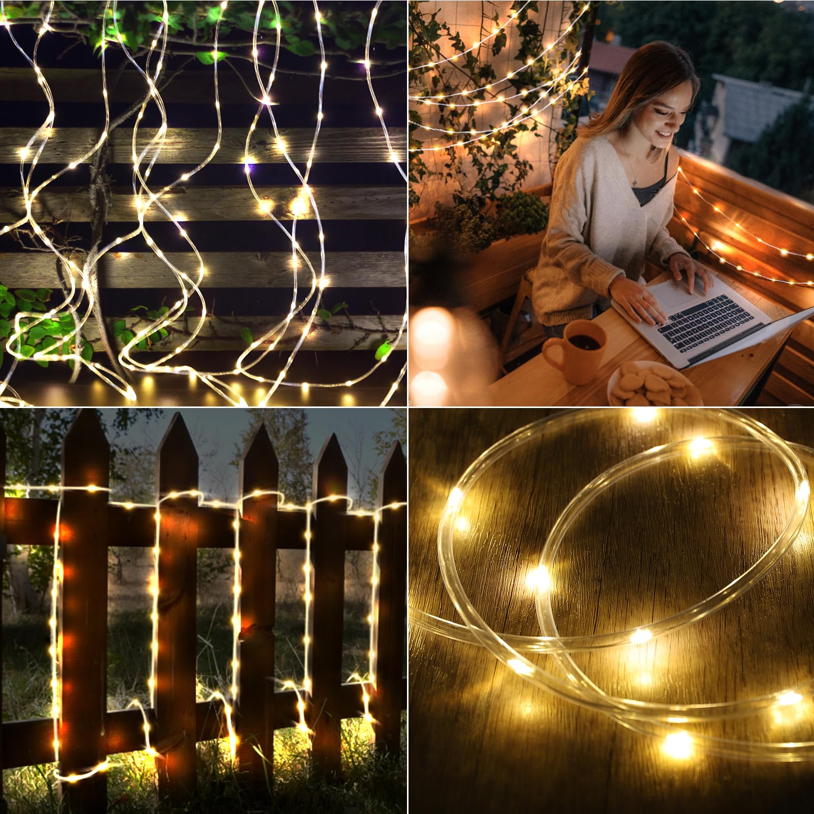 Wind Star Solar Rope Lights Outdoor, 72Ft 200 Led Solar Powered String Lights With Remote, 8 Modes Ip67 Waterproof Tube Lights Decorative For Yard Garden Fence Party Camping Wedding, Warm White